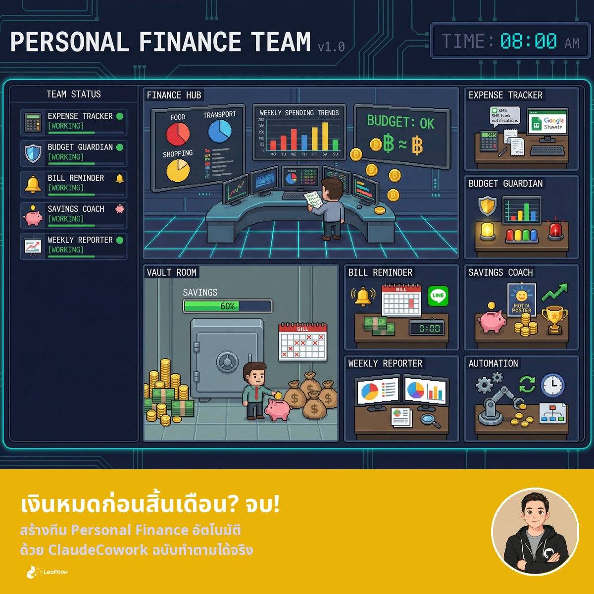 เงินเดือนหมดก่อนสิ้นเดือน? ปัญหานี้จะจบไป! — สร้างทีม Personal Finance ด้วย Claude Cowork