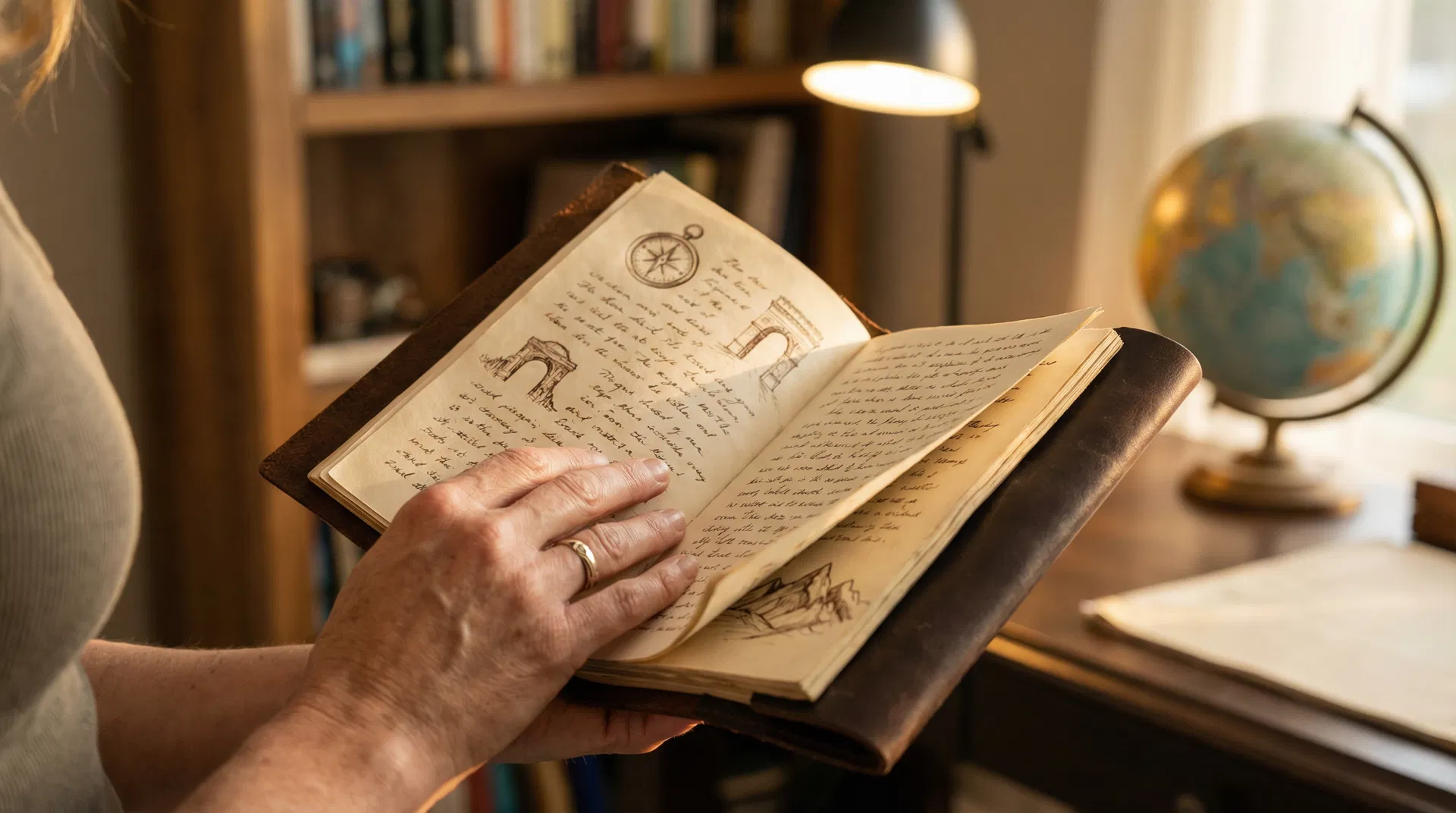 Travel journal with handwritten notes