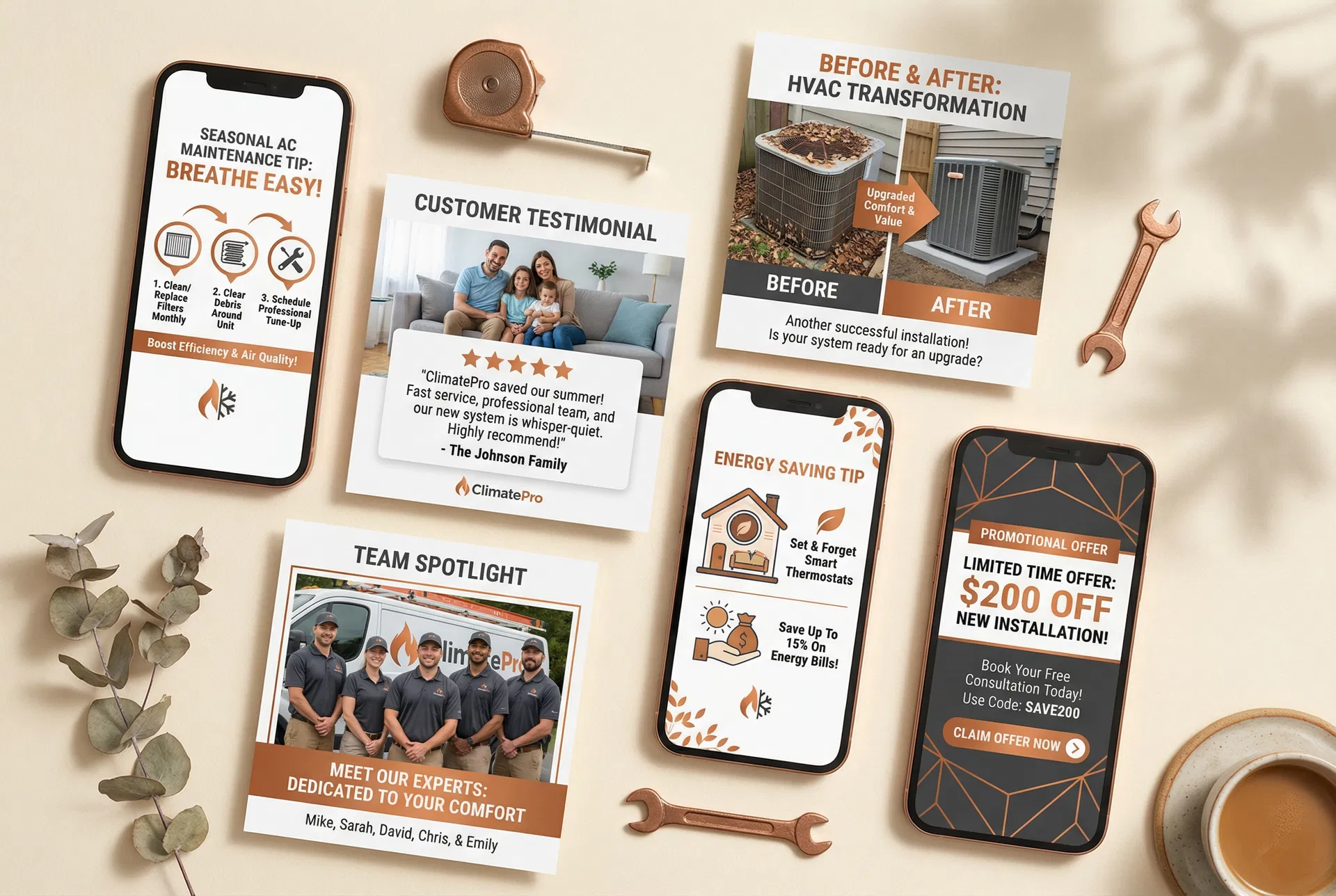 AI-generated social media content examples for home service businesses