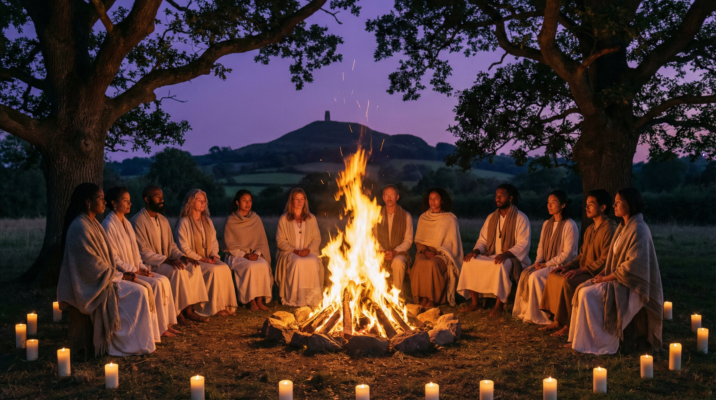 Sacred multicultural fire ceremony in Glastonbury