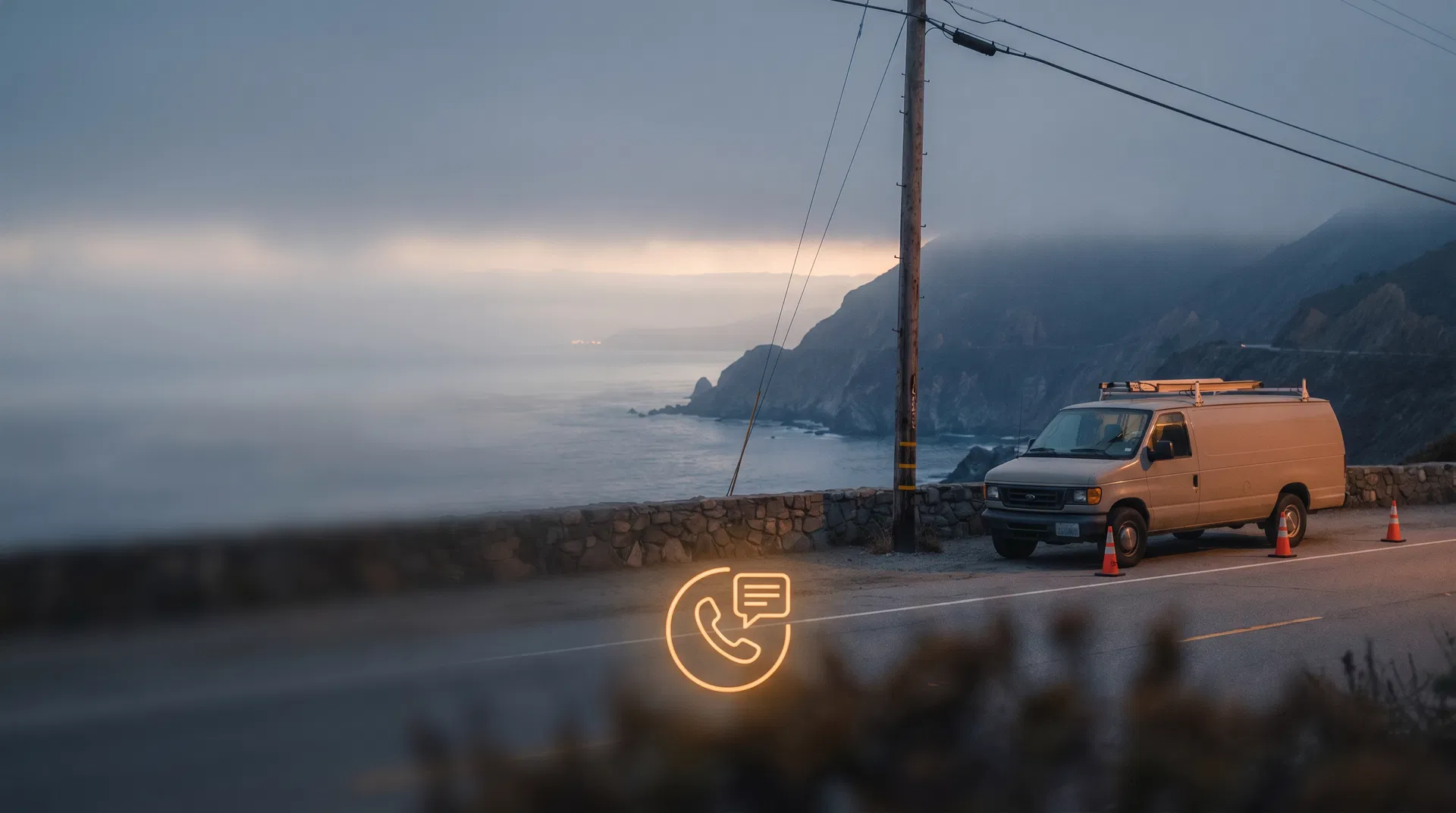 Coastal utility service scene representing Central Coast field work