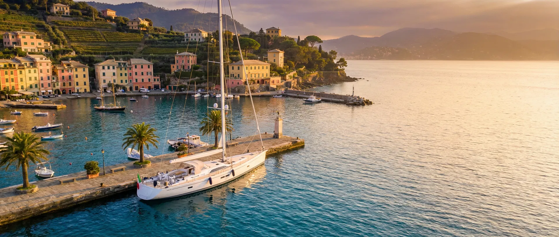 Marina italiana al tramonto