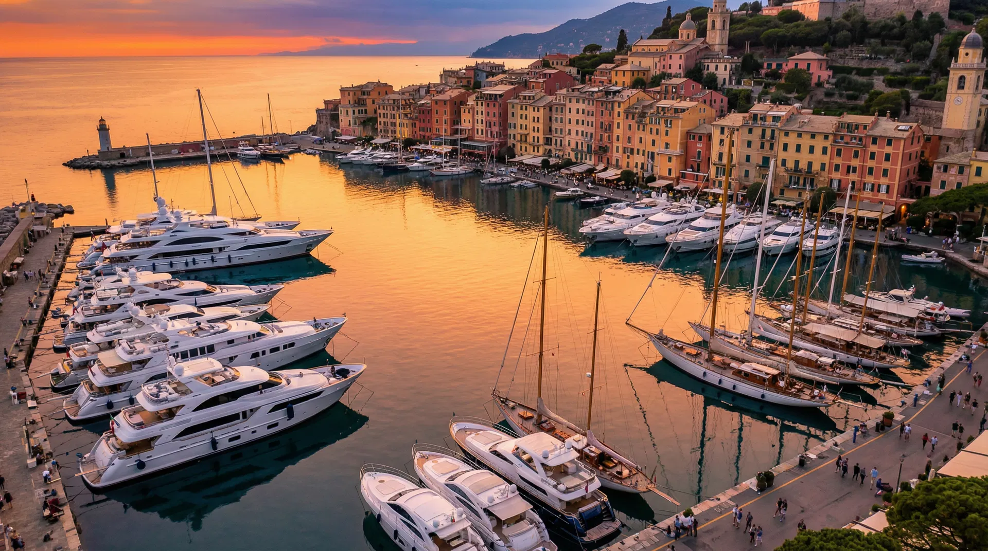 Marina italiana con yacht di lusso