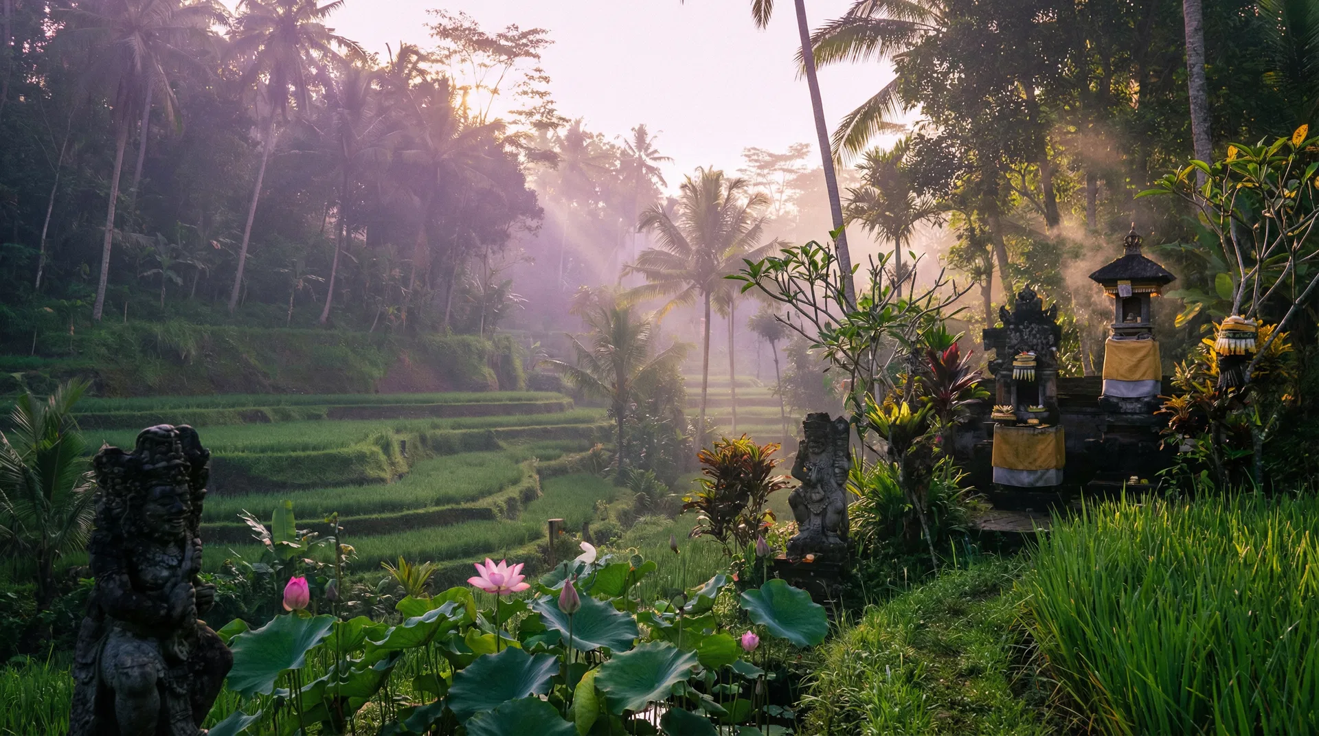 バリ島・ウブドの棚田と聖地