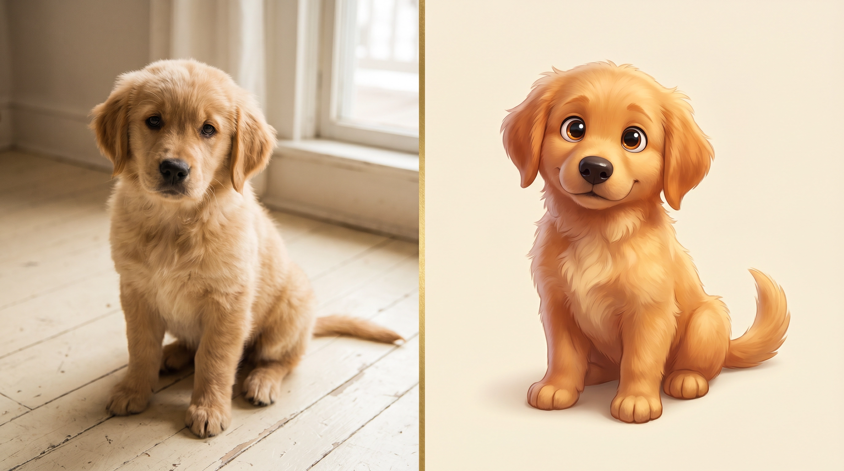 Real dog vs. cartoon version