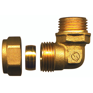 LAITON RACCORD BICONE COUDE MALE 18x1/2"
