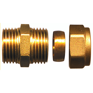 LAITON RACCORD BICONE DROIT MALE 16x1/2"