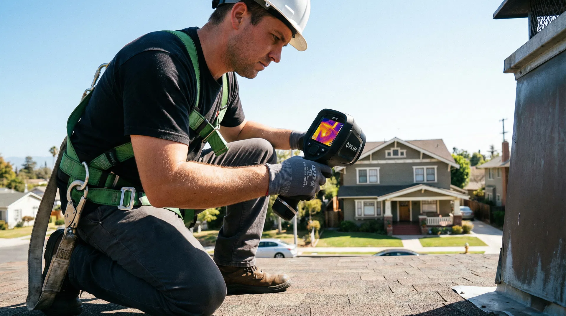 Step 1: Professional roof inspection with thermal imaging