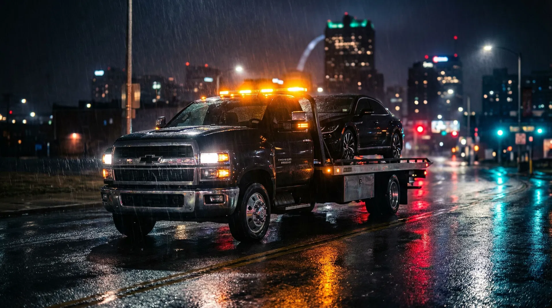 Missy's Towing truck on St. Louis road