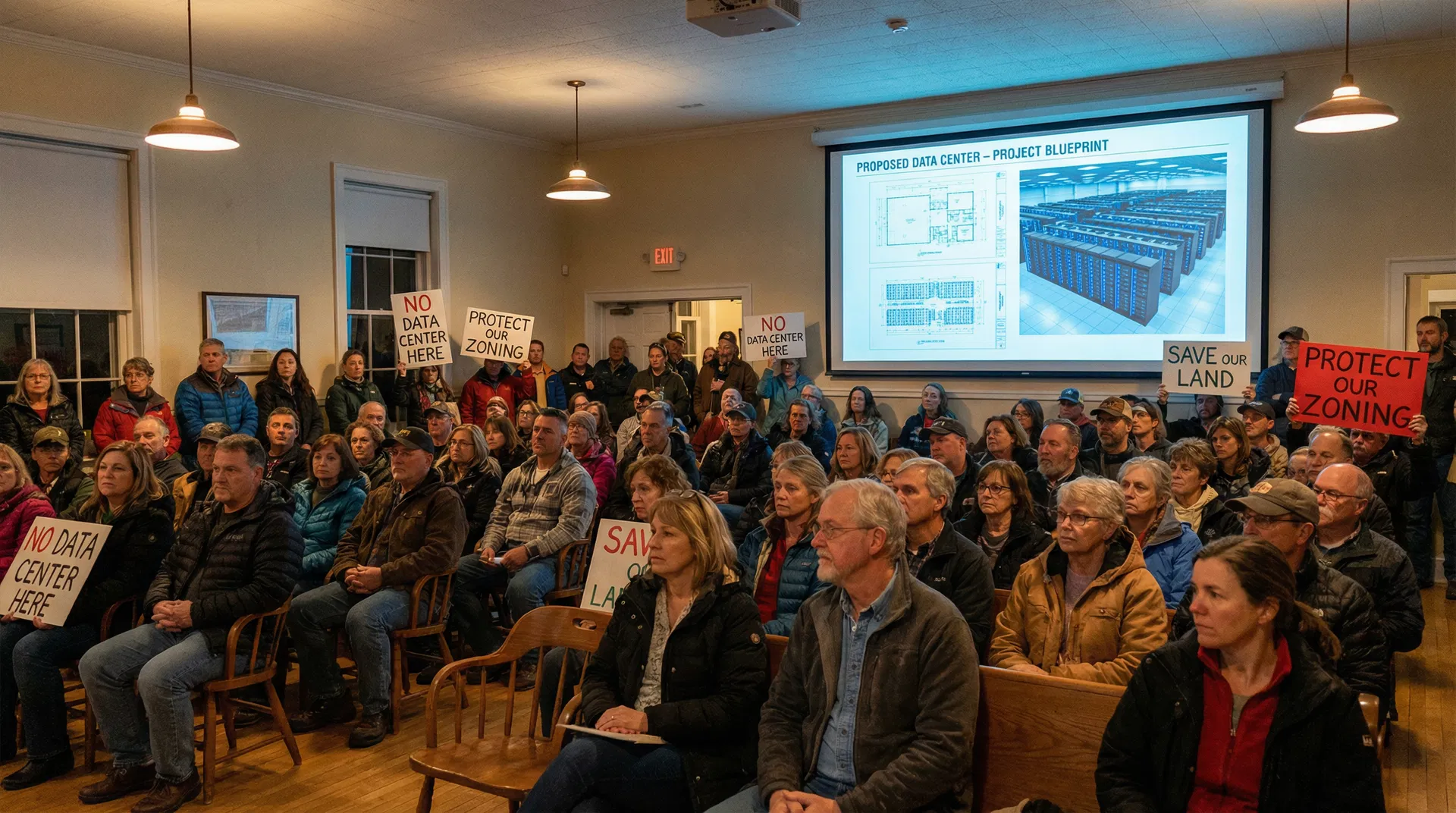 Community town hall meeting opposing data center development