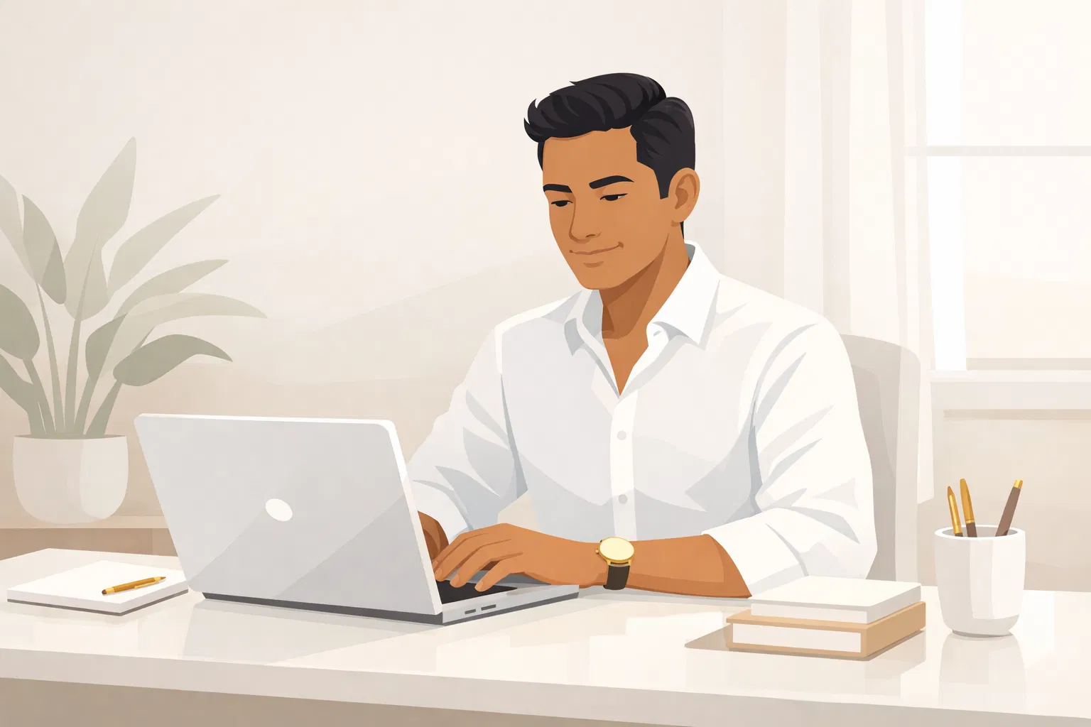 Contador en paz trabajando