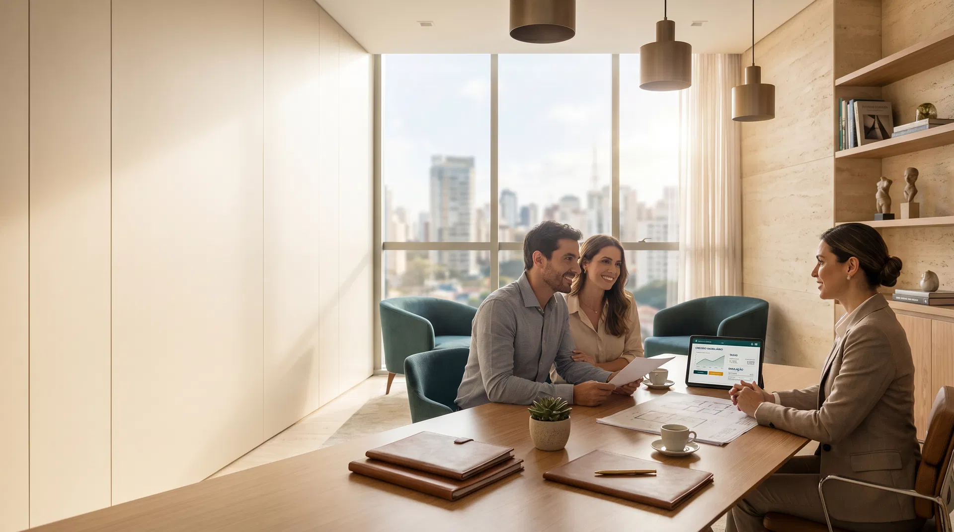 Consultoria de crédito imobiliário em ambiente sofisticado
