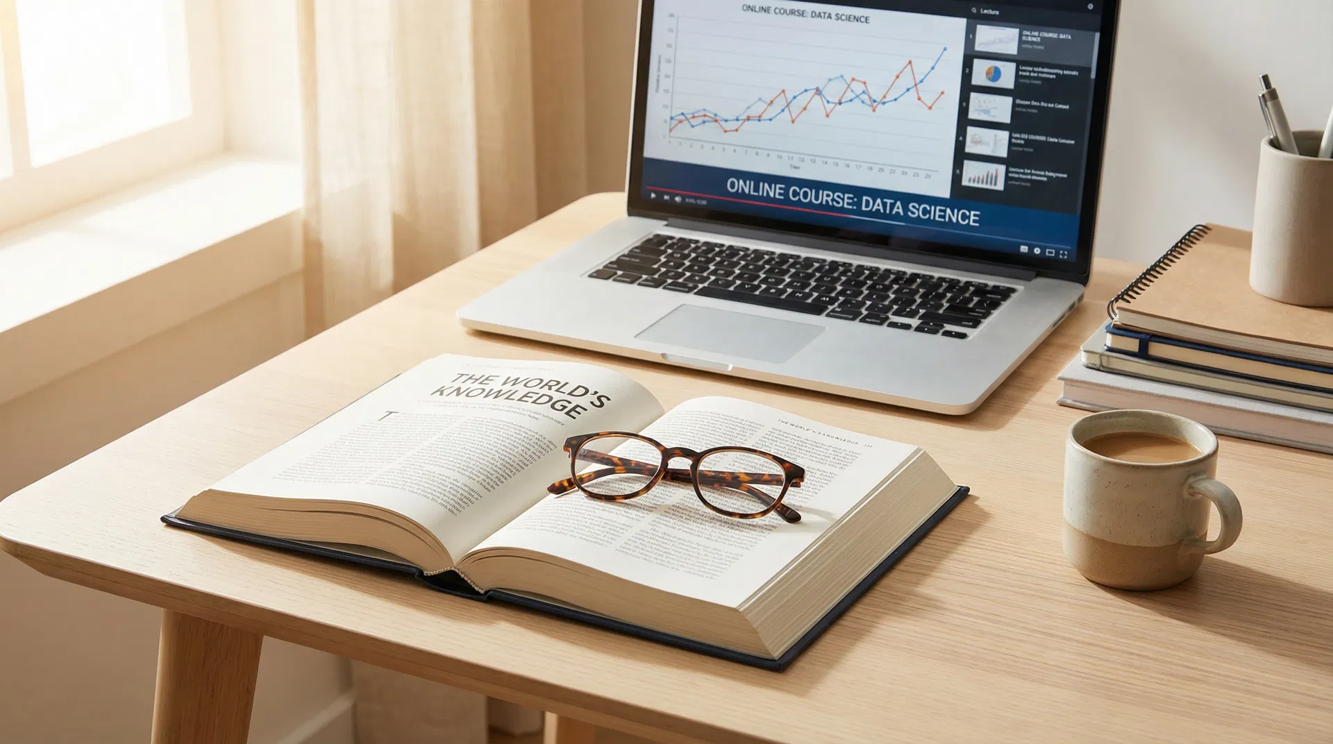 Person studying insurance information on a laptop with educational materials