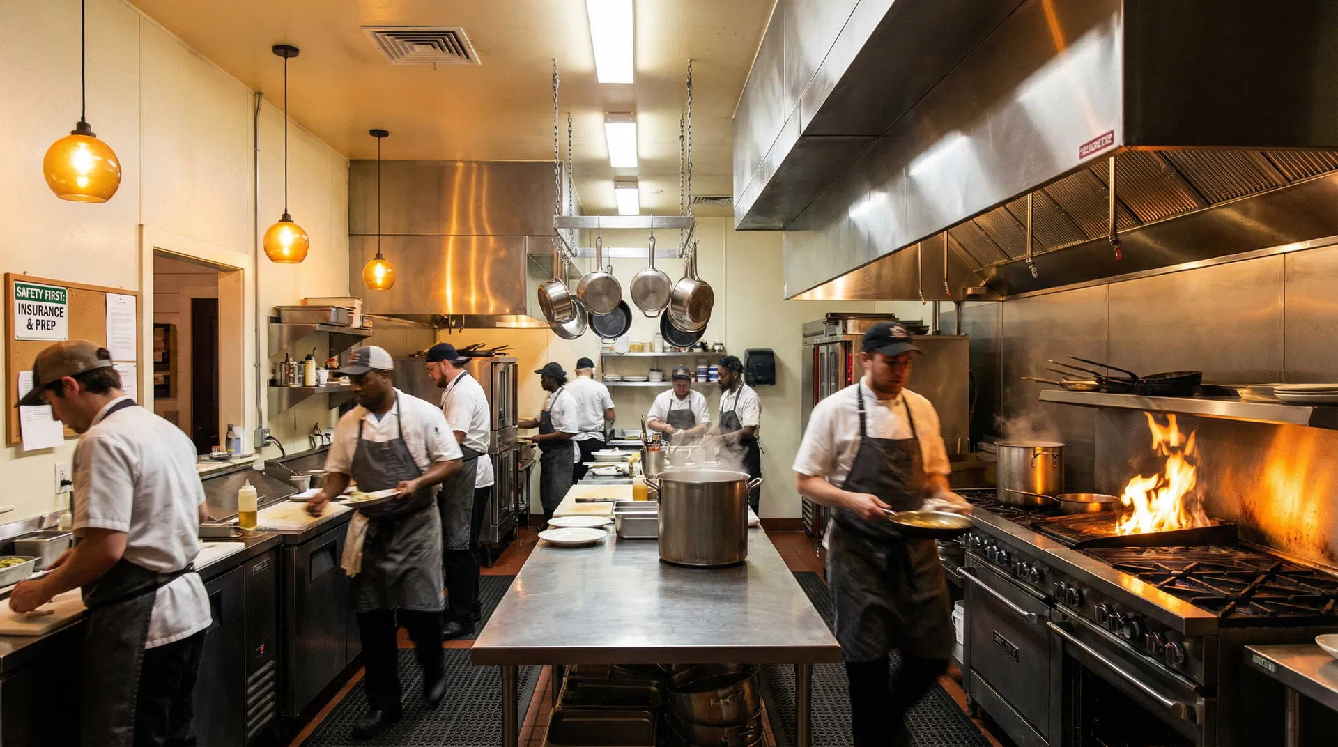 Busy restaurant kitchen in Alabama