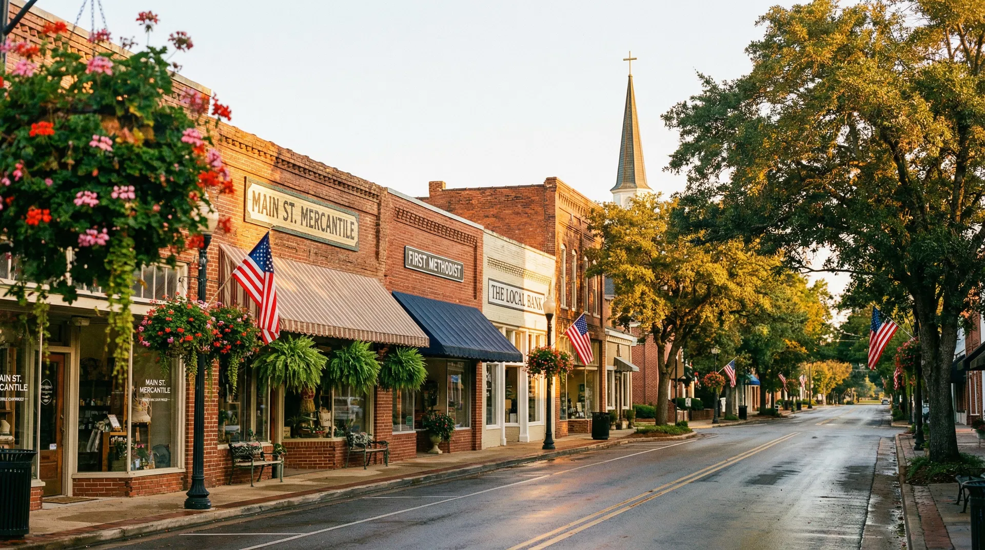 Charming Alabama Main Street community scene
