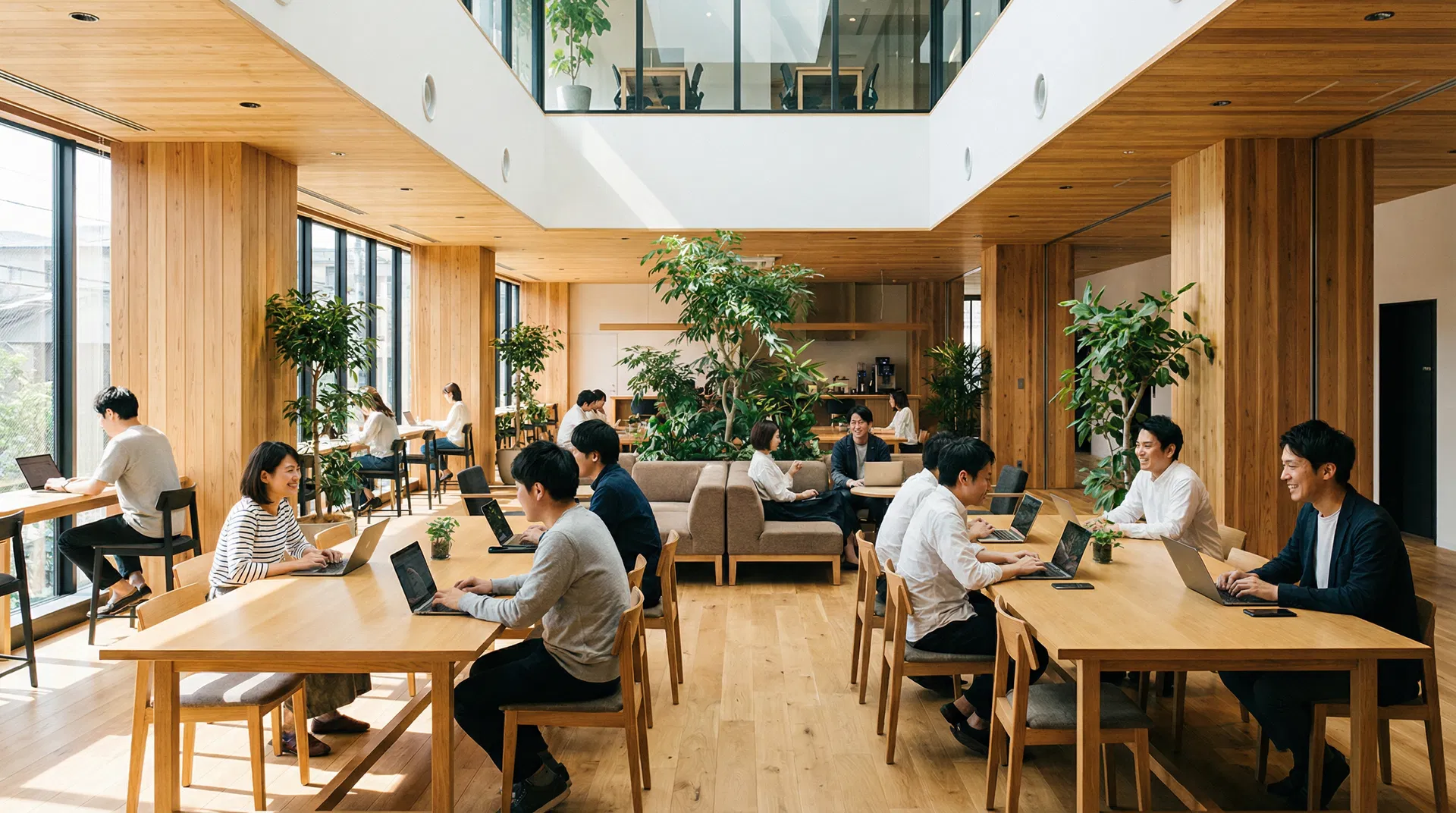 コワーキングスペースで働くビジネスパーソン