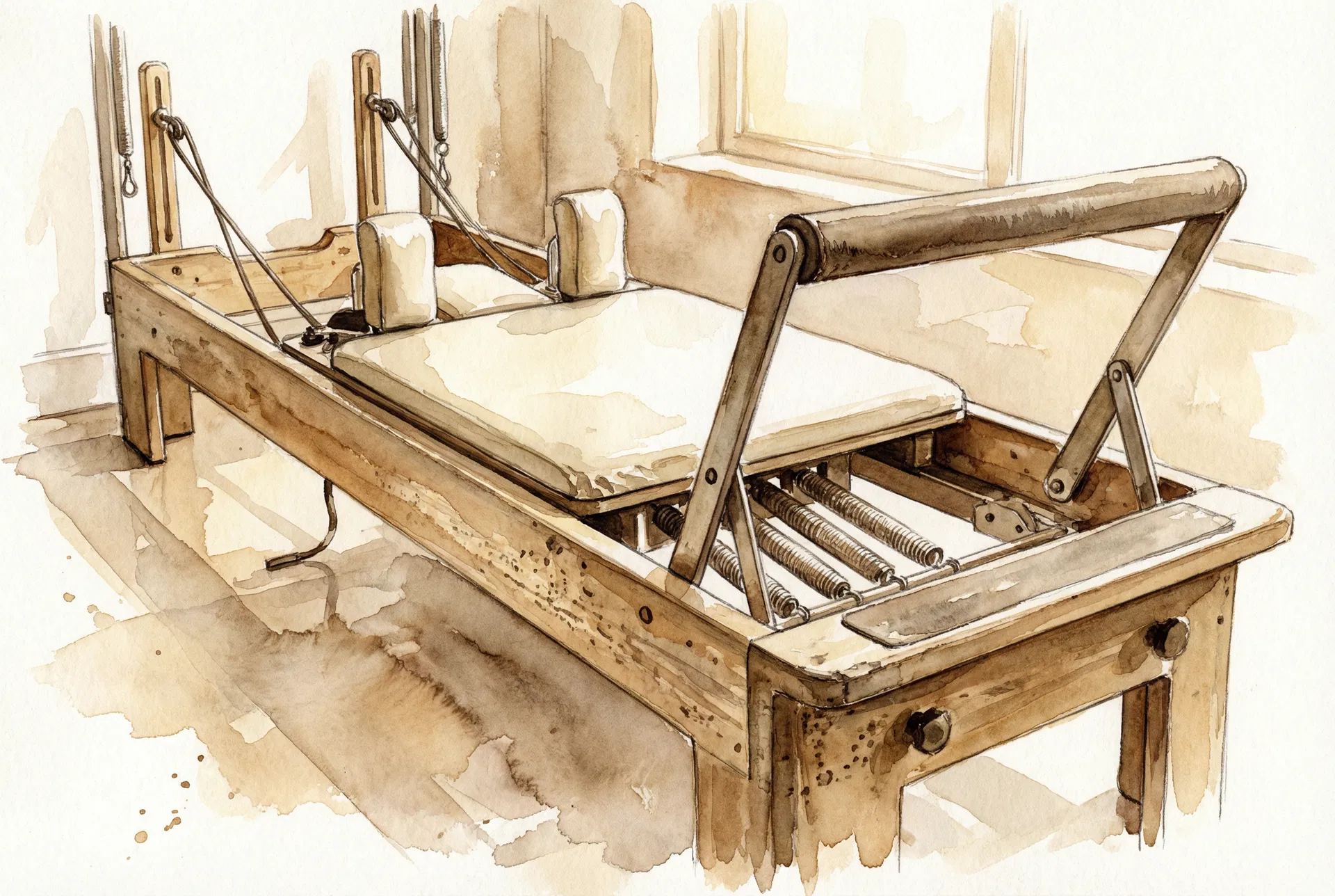 Reformer 核心床的彈簧與滑車結構特寫