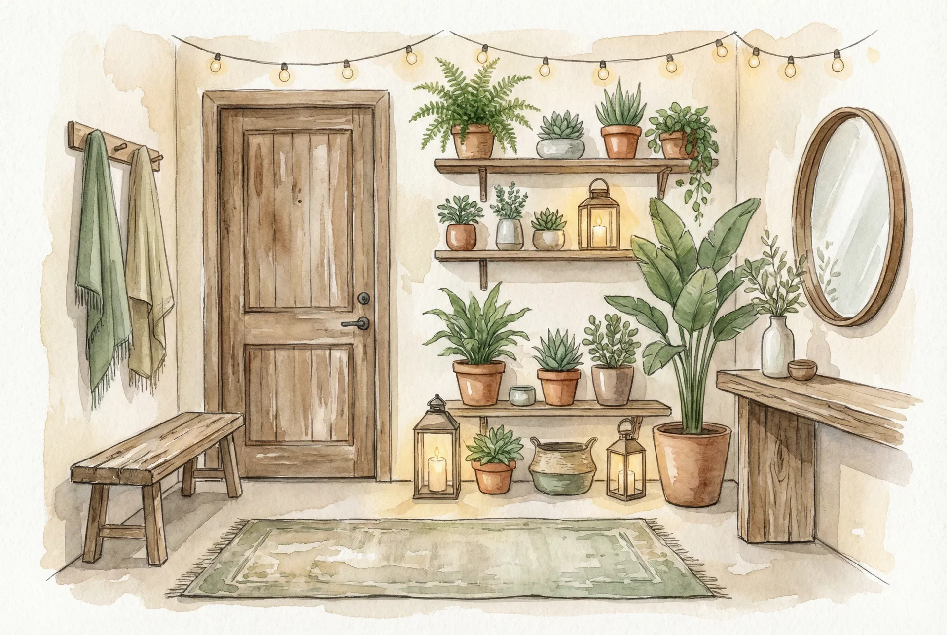 皮拉提斯教室入口的溫暖迎賓空間