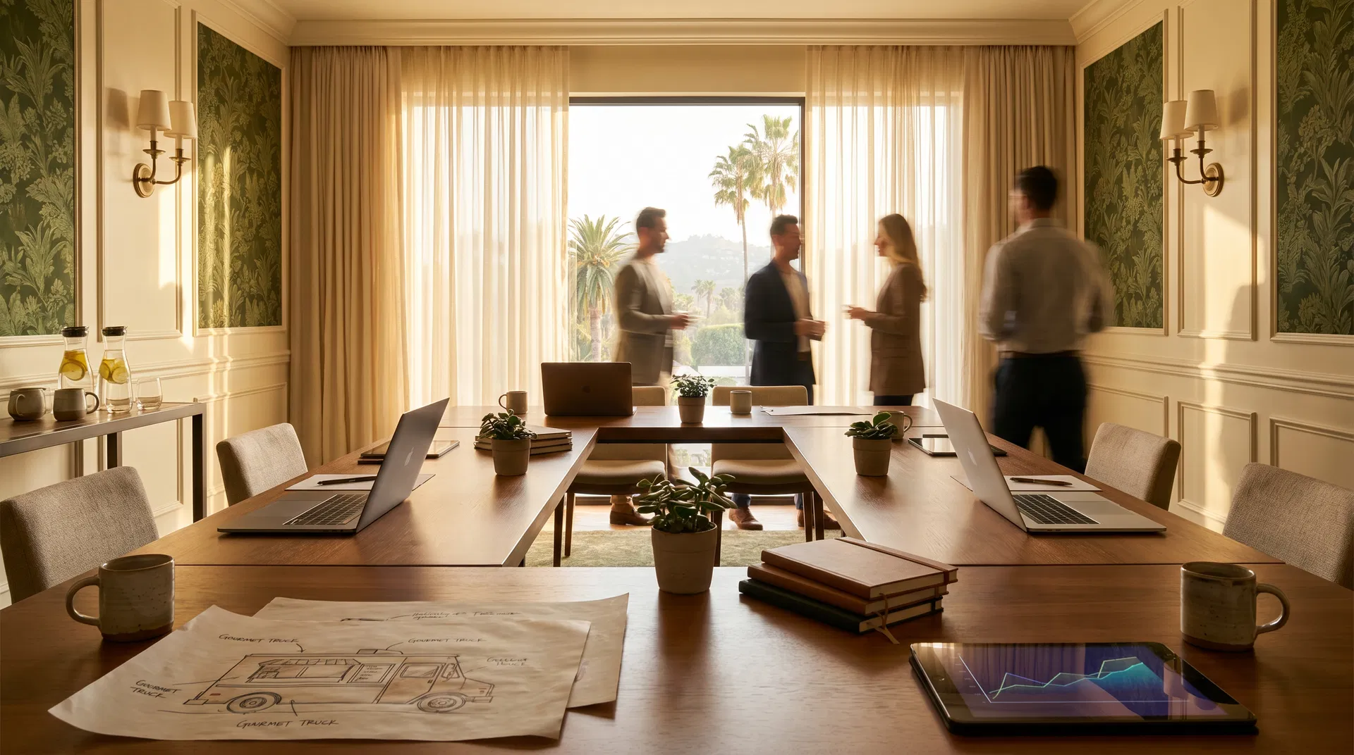 Luxury hotel workshop room with innovation materials