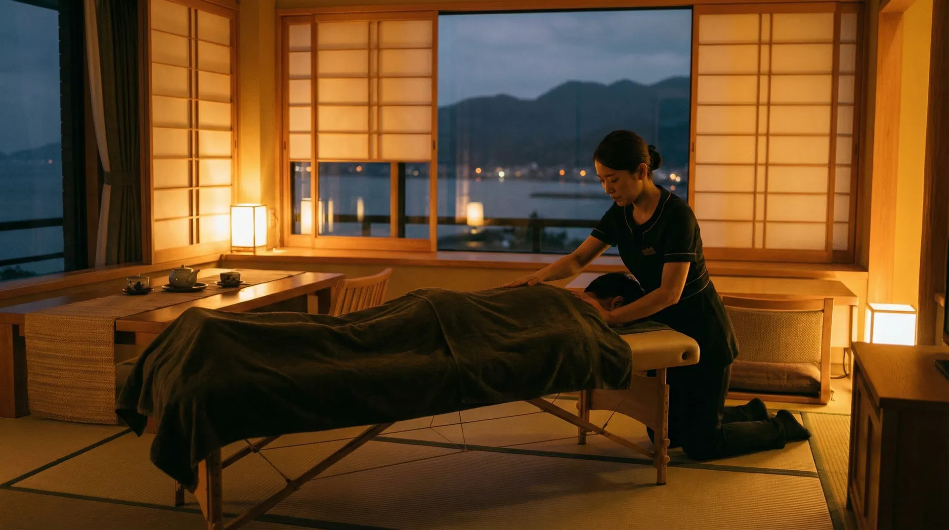 指宿のホテル客室で施術するリラクゼーションYORI