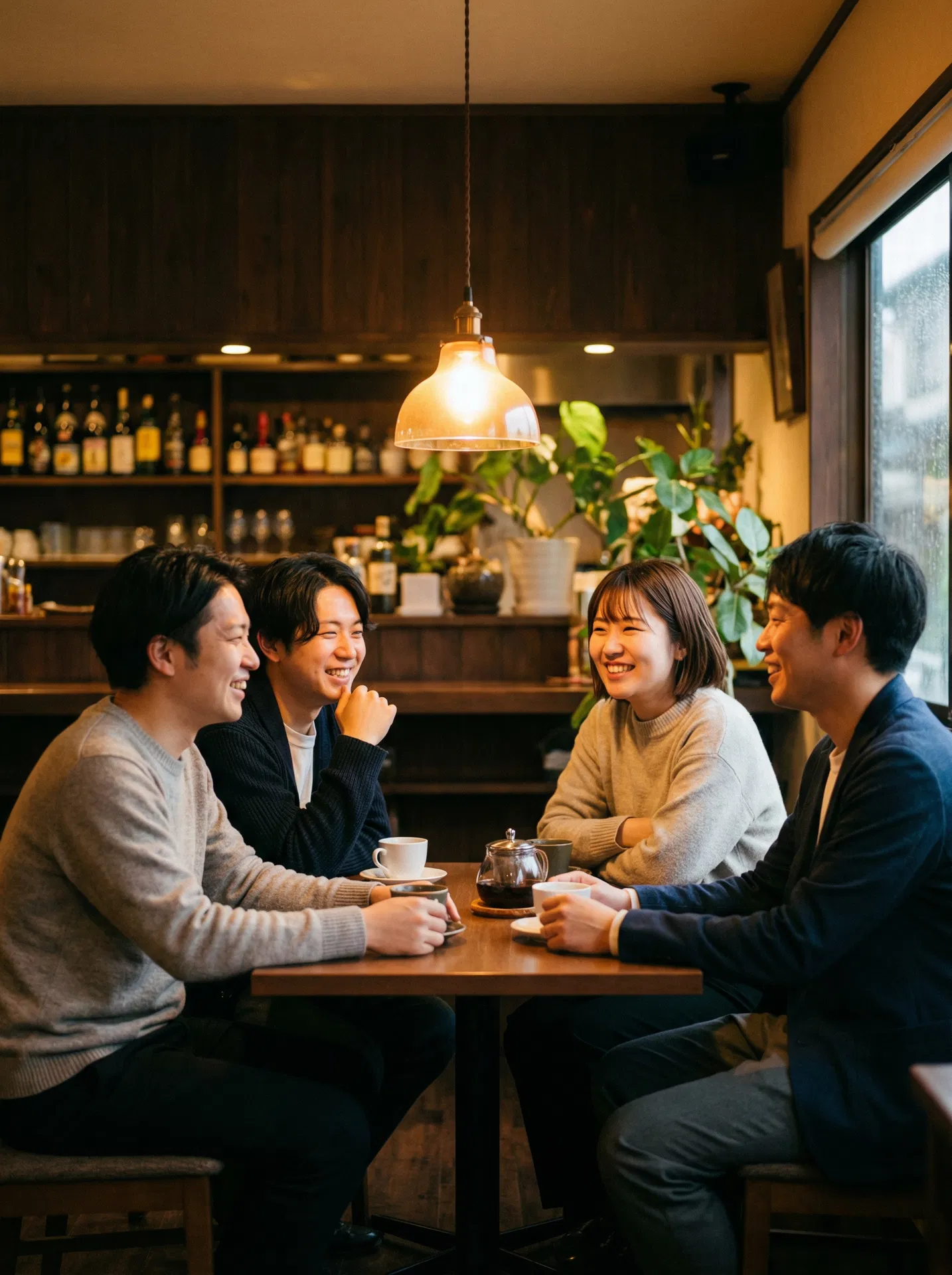 少人数で会話を楽しむ様子