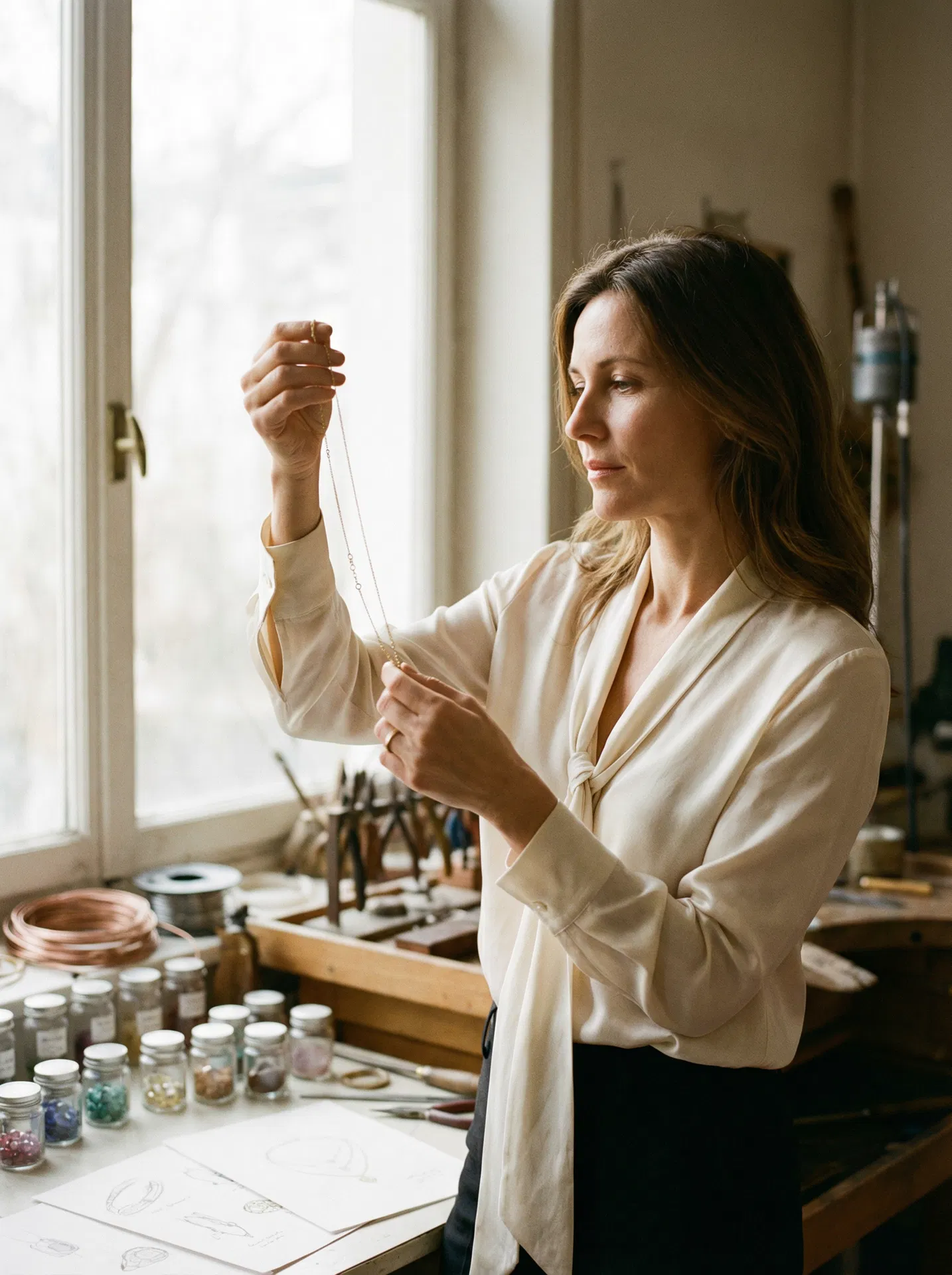 La créatrice dans son atelier