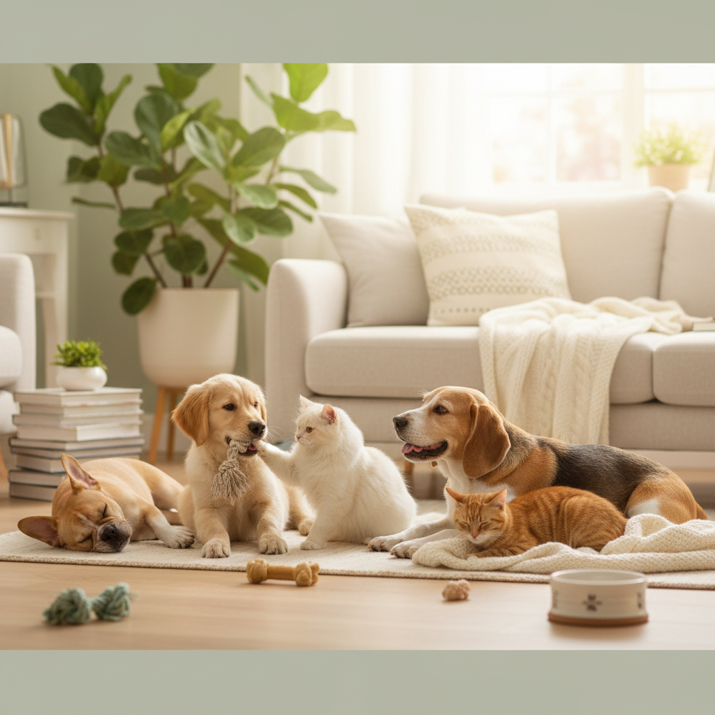 Un chien souriant et heureux, probablement adopté, avec son nouveau propriétaire dans un environnement chaleureux et sécurisé.