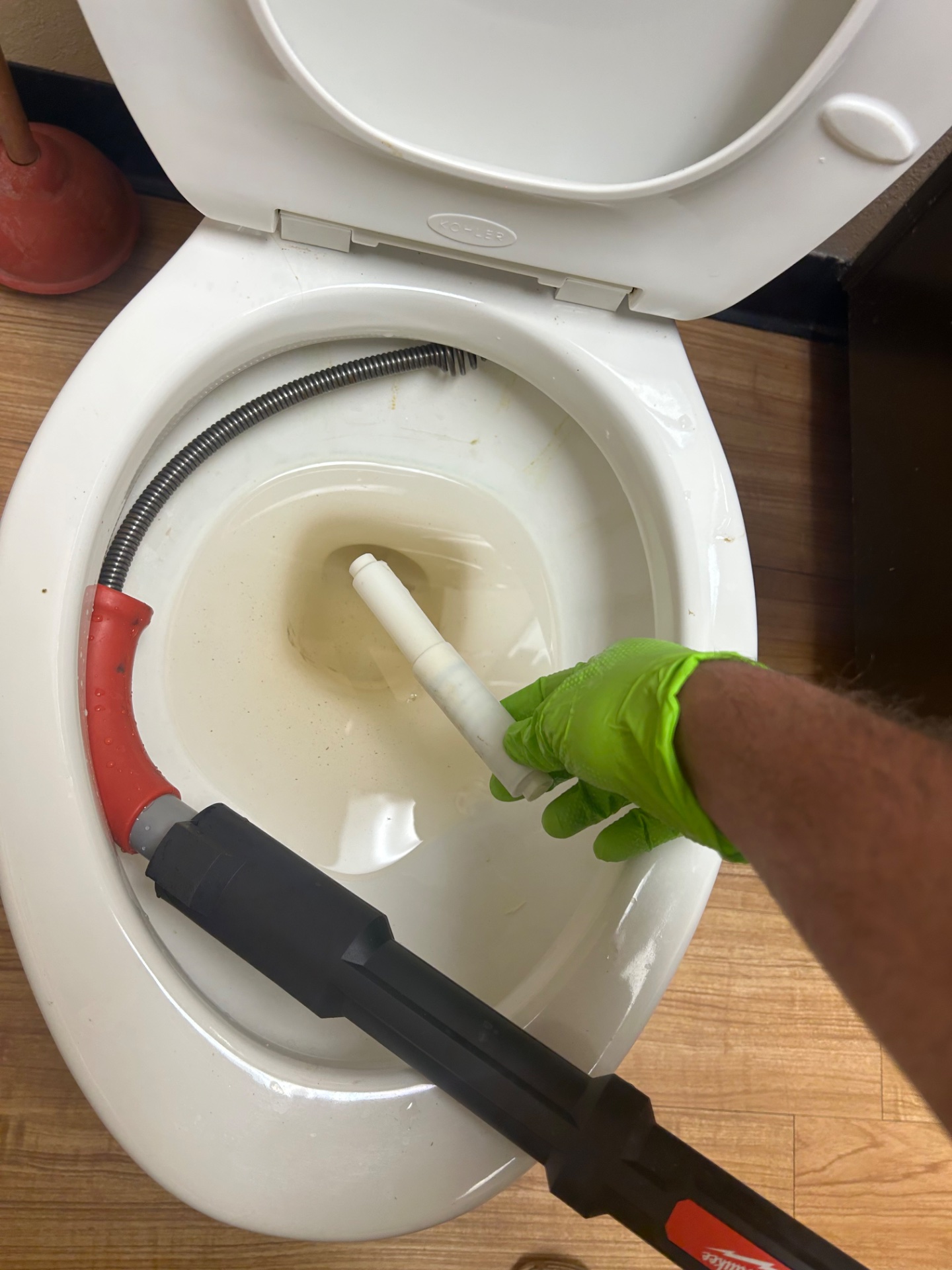 Drain Cleaning - Cotton City Plumbing was able to clear the upstairs toilet drain line in Lubbock, Texas.