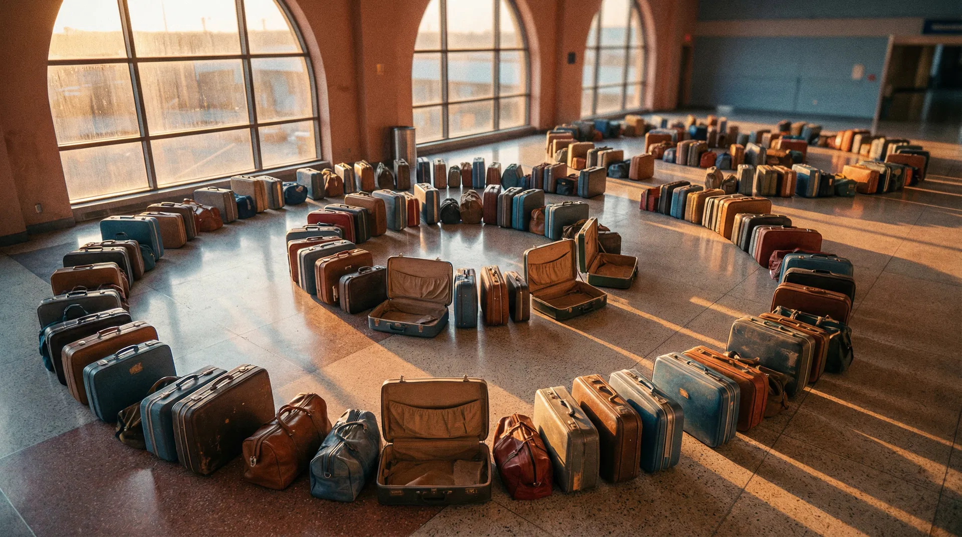 空港に並ぶスーツケース