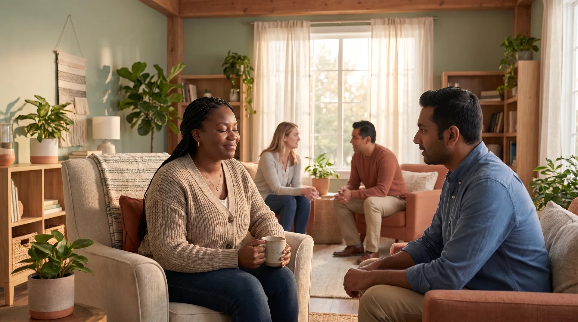 Educators in a supportive, welcoming therapy environment