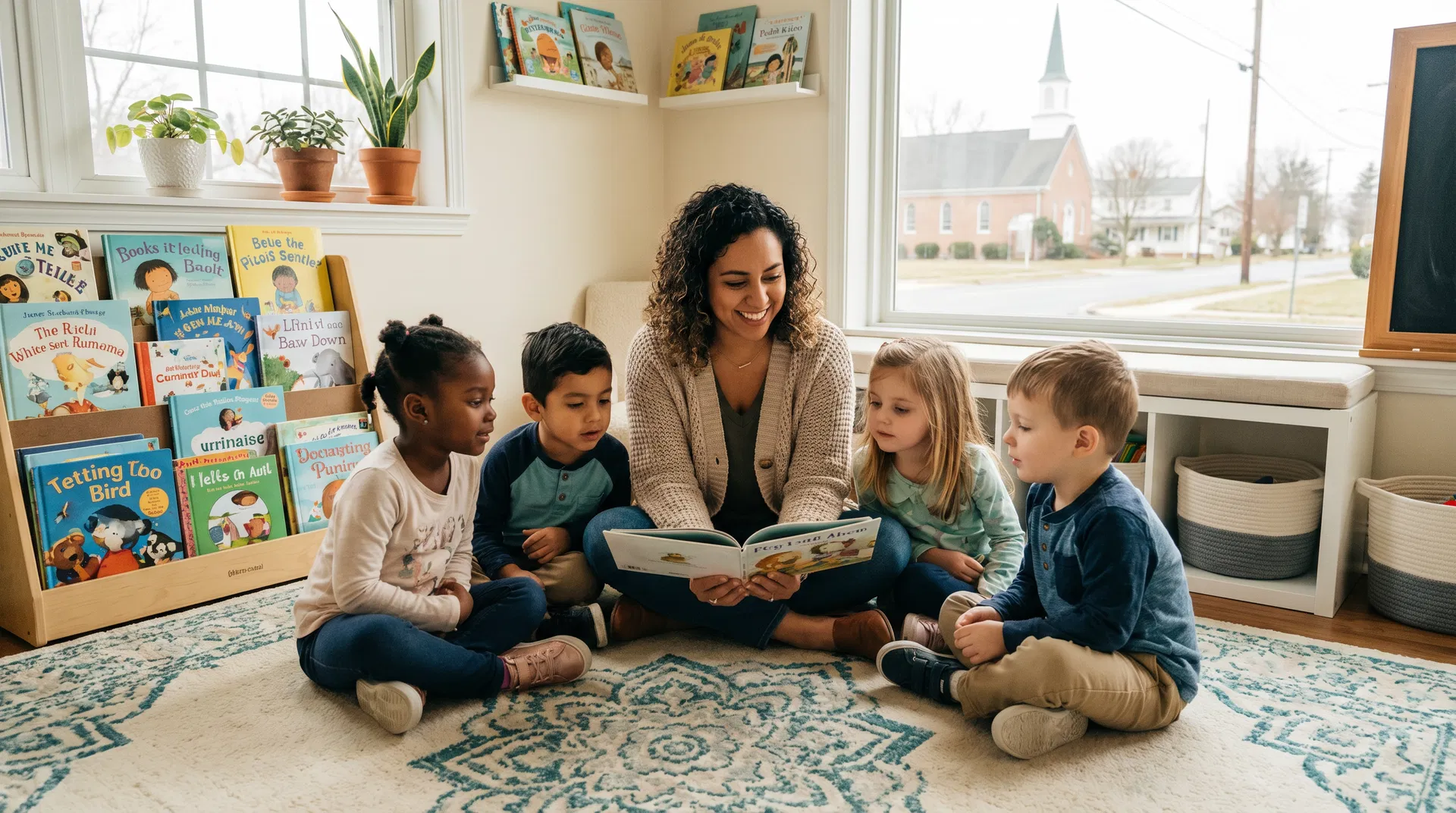 Diverse families walking along the Georgetown Delaware community at golden hour