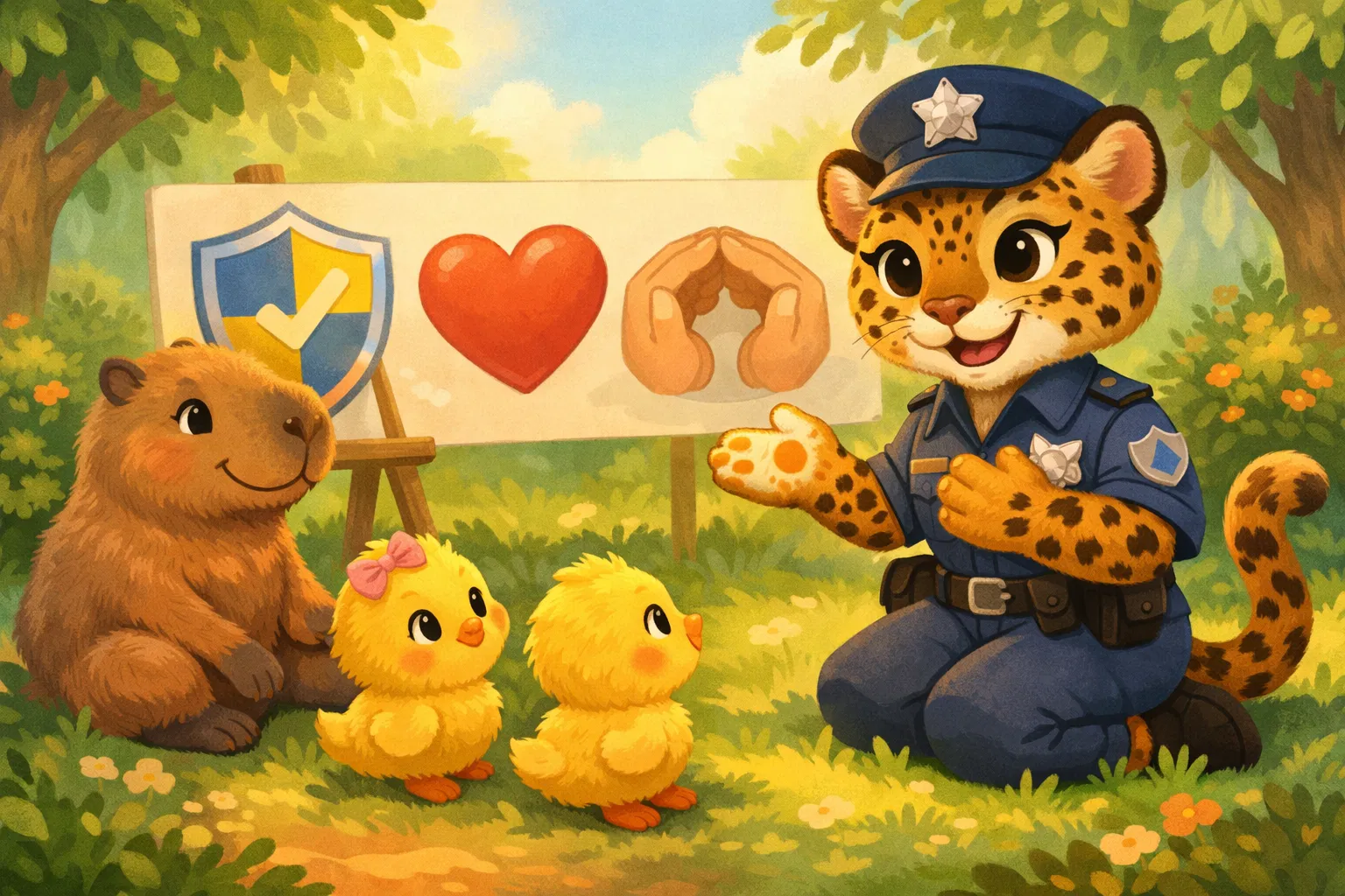 Aula de segurança com Filó e Dona Onça