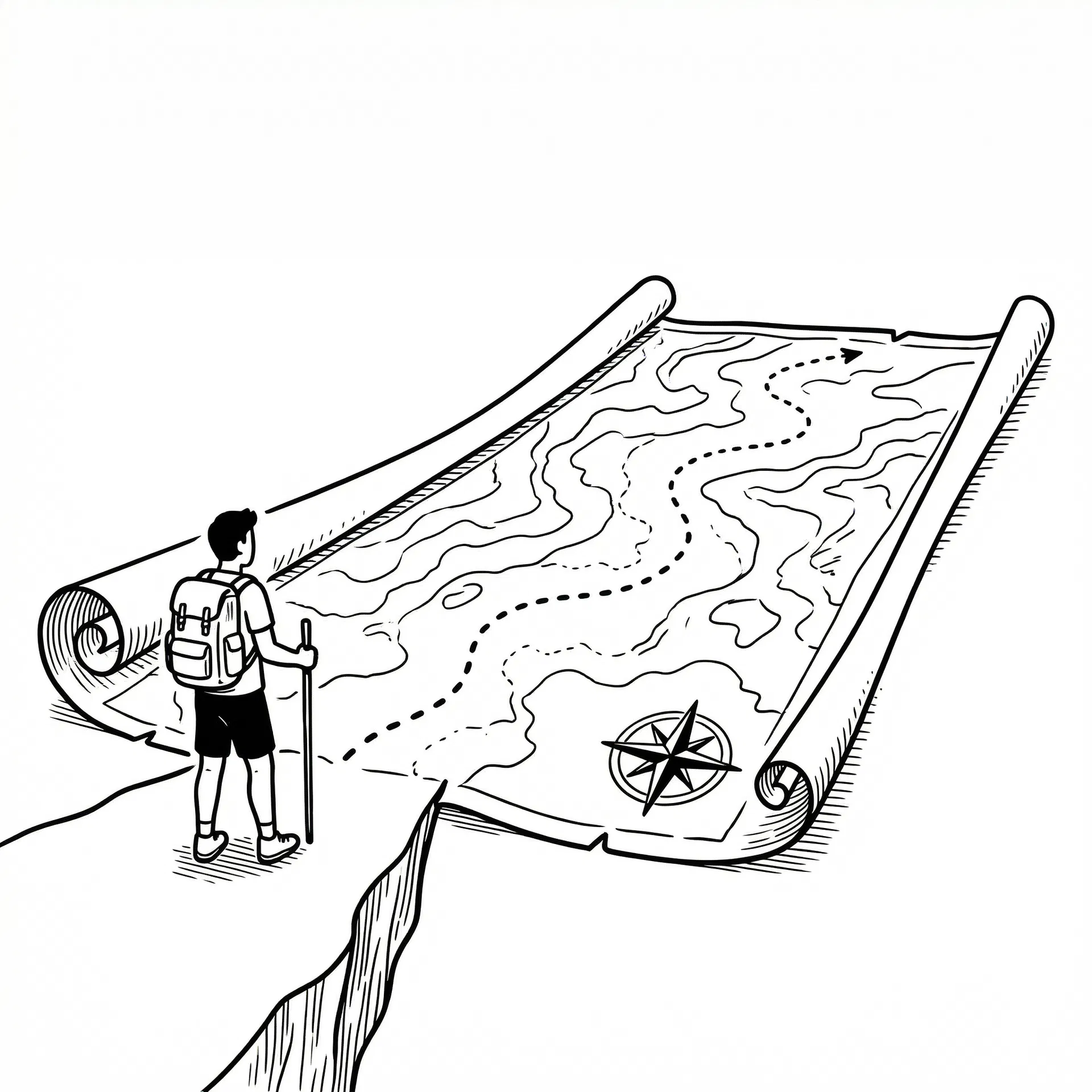 Athlete standing at the edge of a vast map
