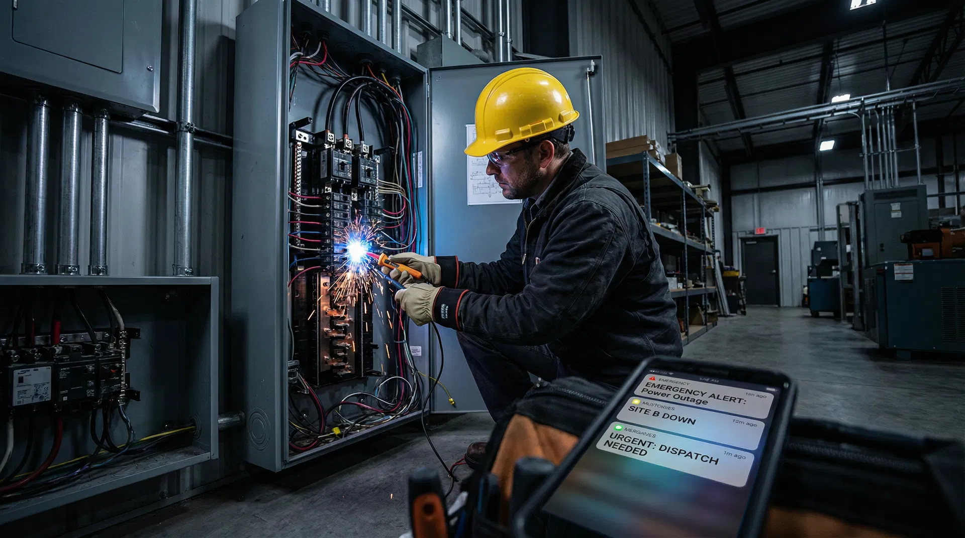 Electrical technician working on a job