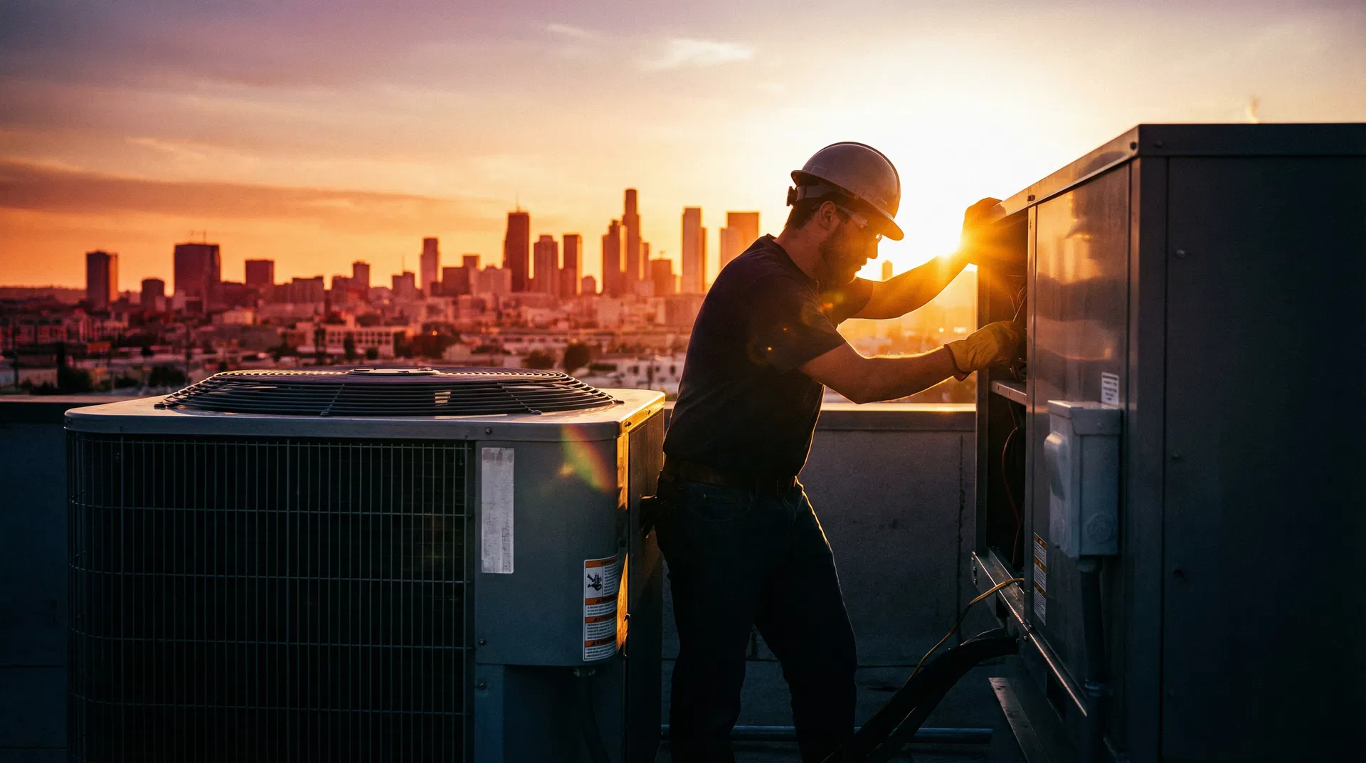HVAC technician working on a job site
