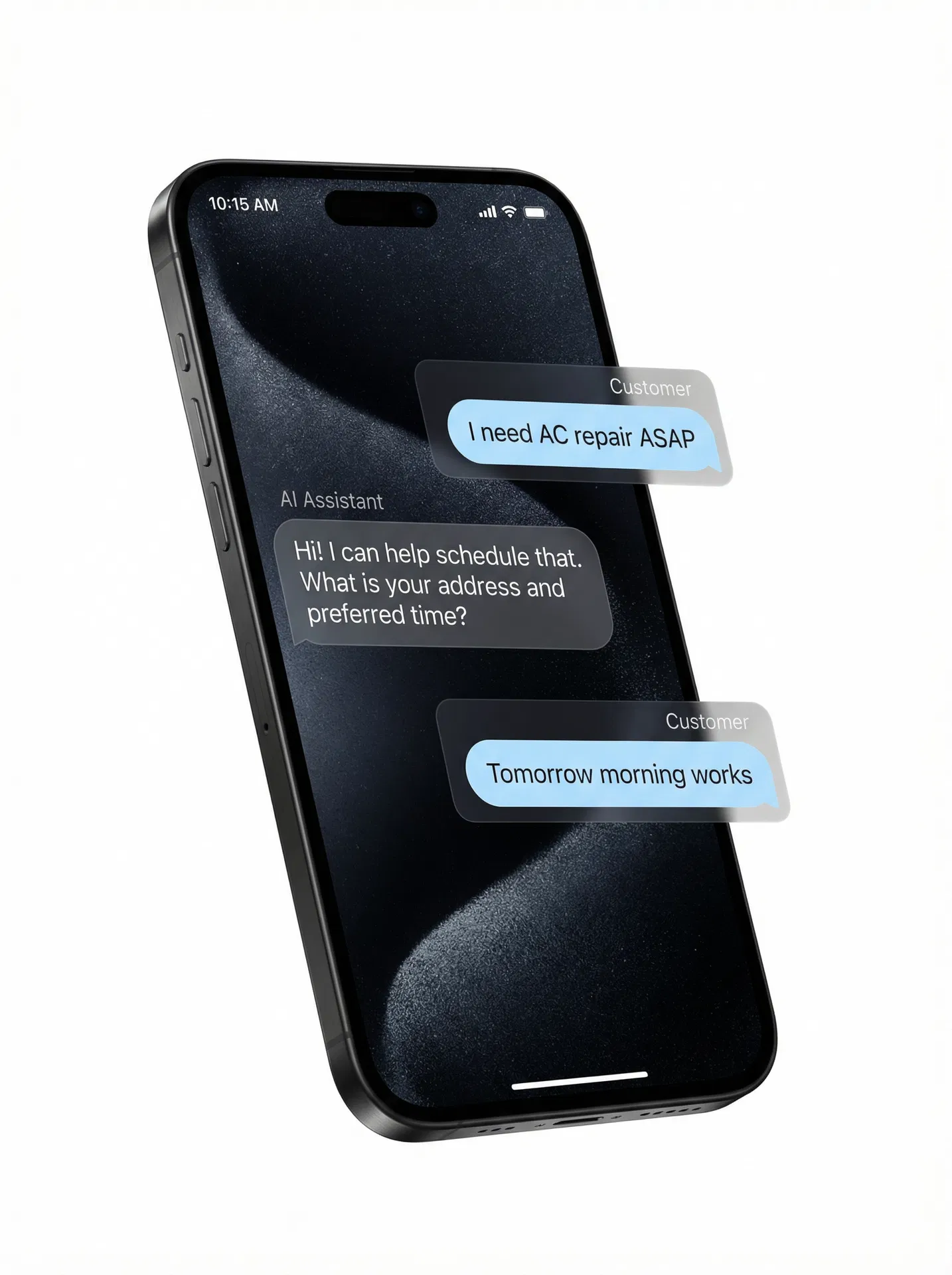 AI text-back conversation on a smartphone