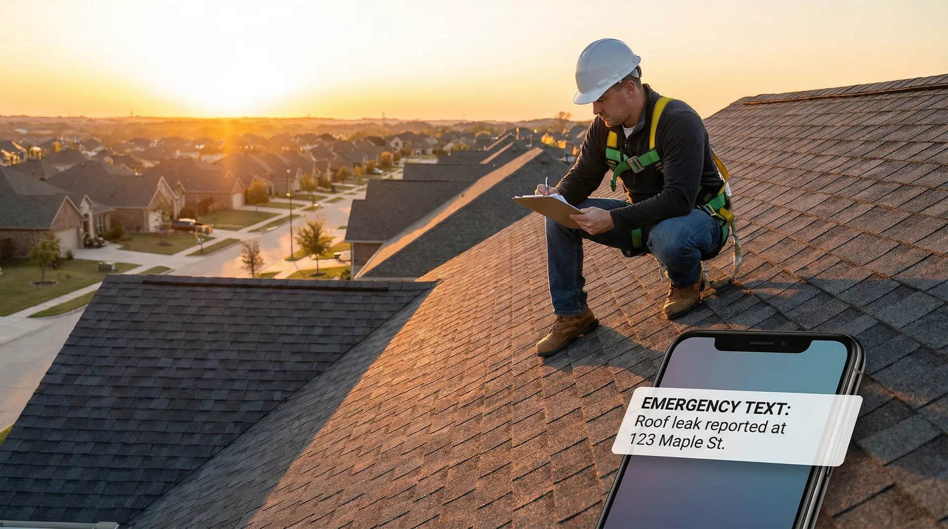 Roofing technician working on a job