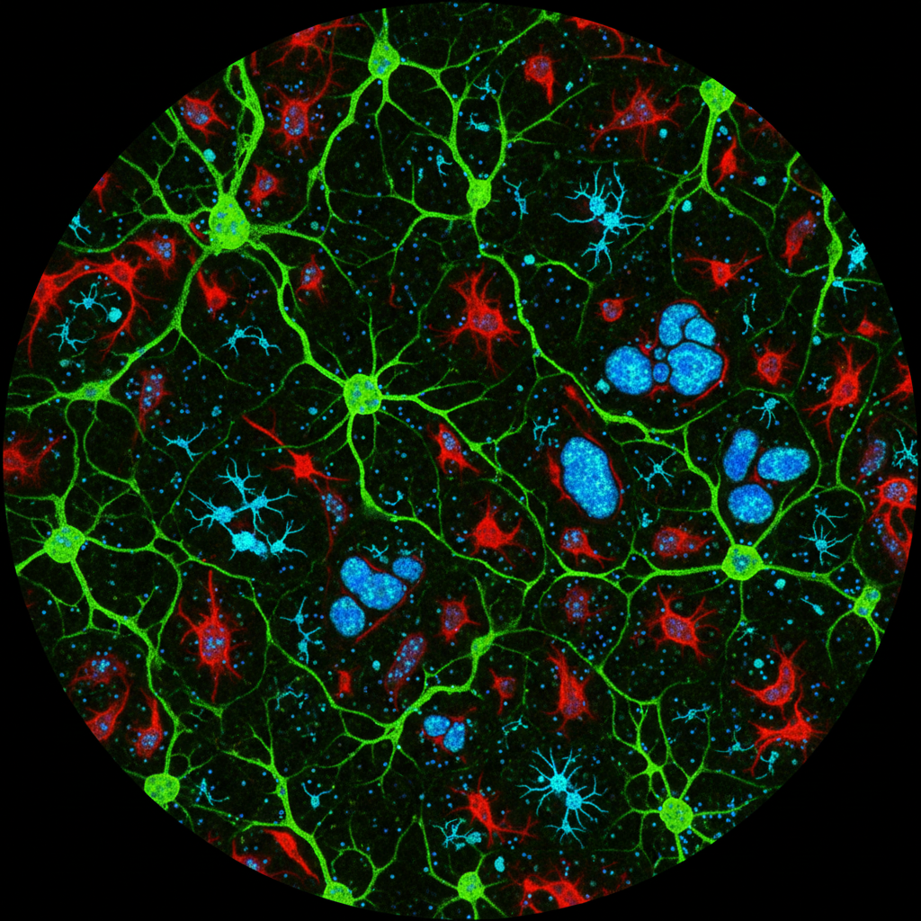 神經科學研究多重螢光標記與 3D 重建案例