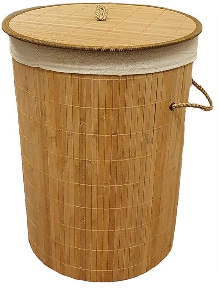 Natural Bamboo Laundry Basket with Lid