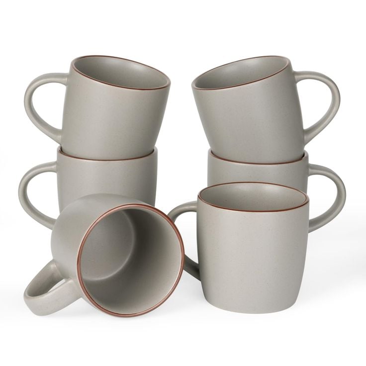 Set of 6 Ceramic Mugs – Modern Matte Design  