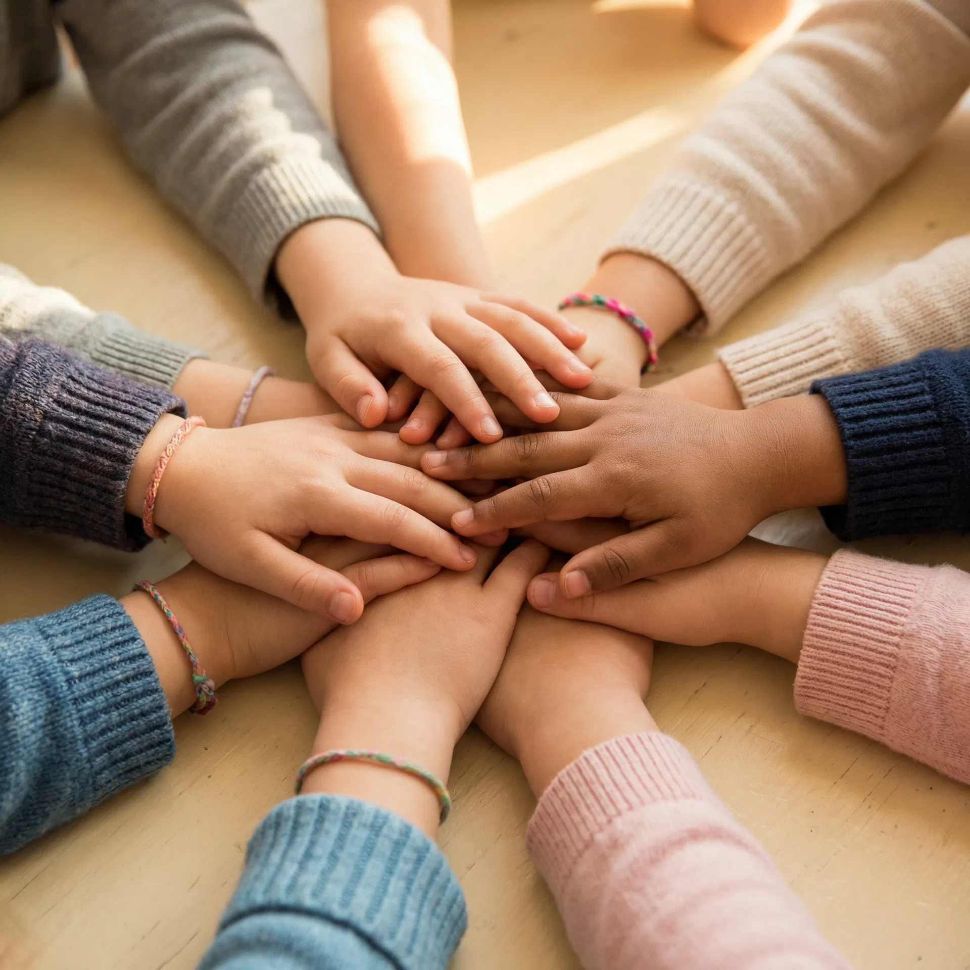 Kinderhände zusammen – Gemeinschaft