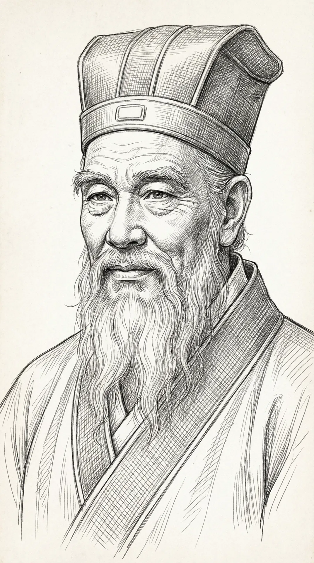 Bleistiftzeichnung Konfuzius