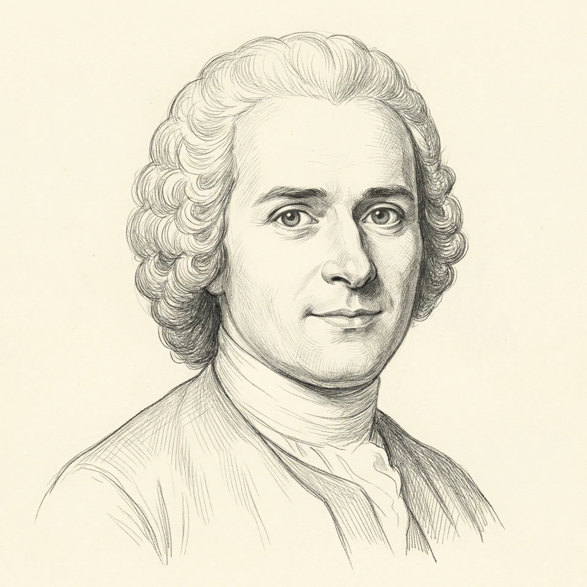 Bleistiftzeichnung Jean-Jacques Rousseau