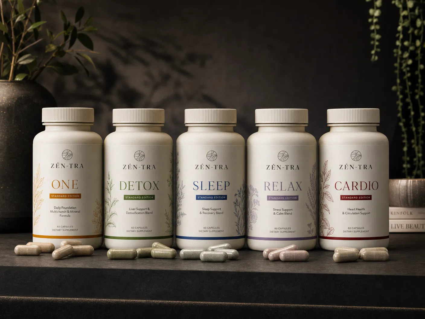 ZÉN-TRA Standard Edition plastic capsule bottles