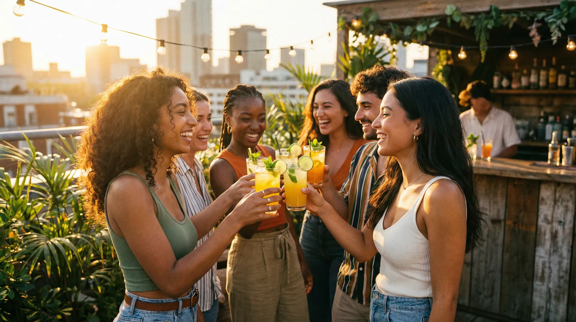 Friends enjoying cocktails