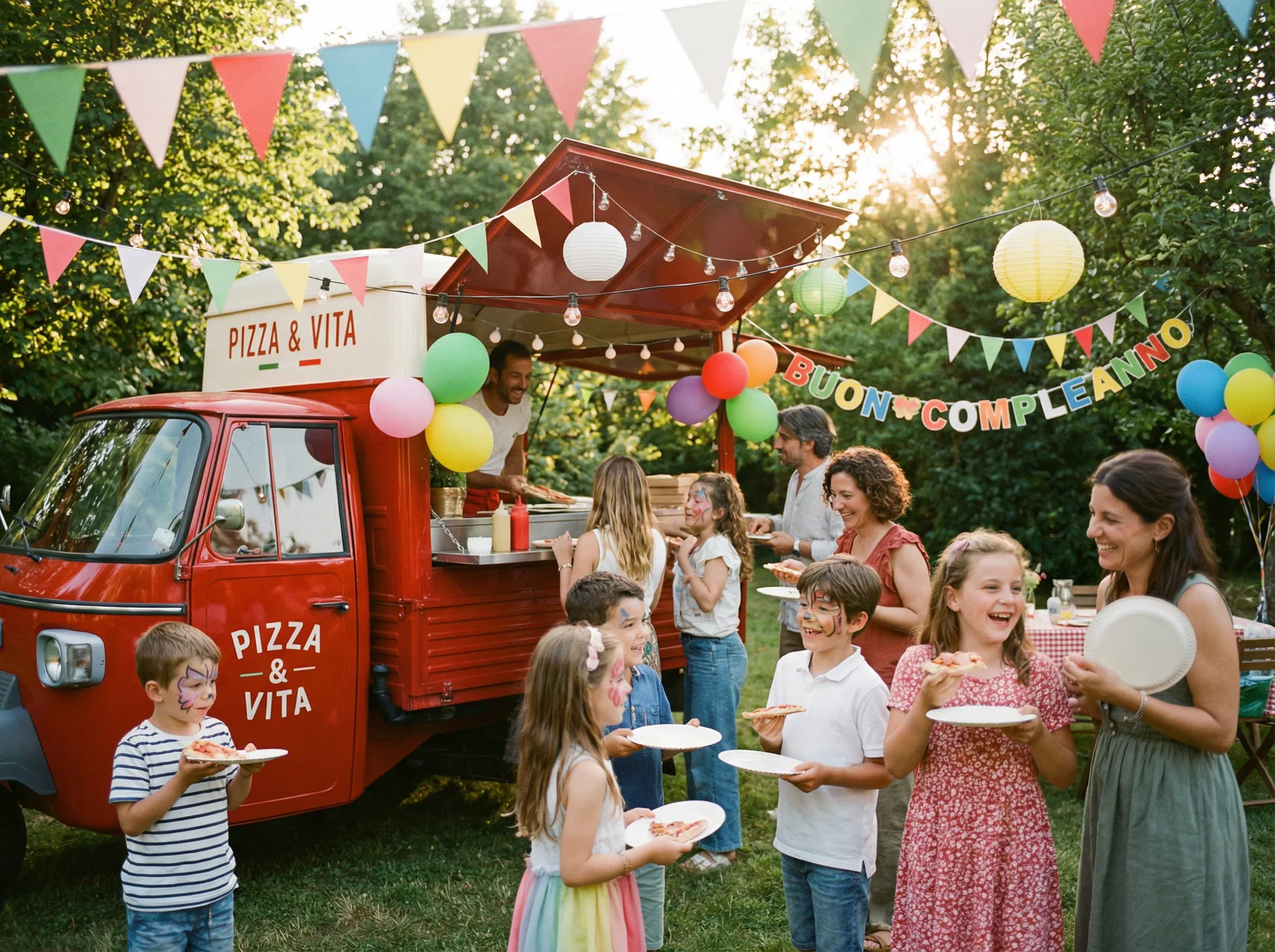 Fröhliche Geburtstagsfeier mit Kindern und Familien