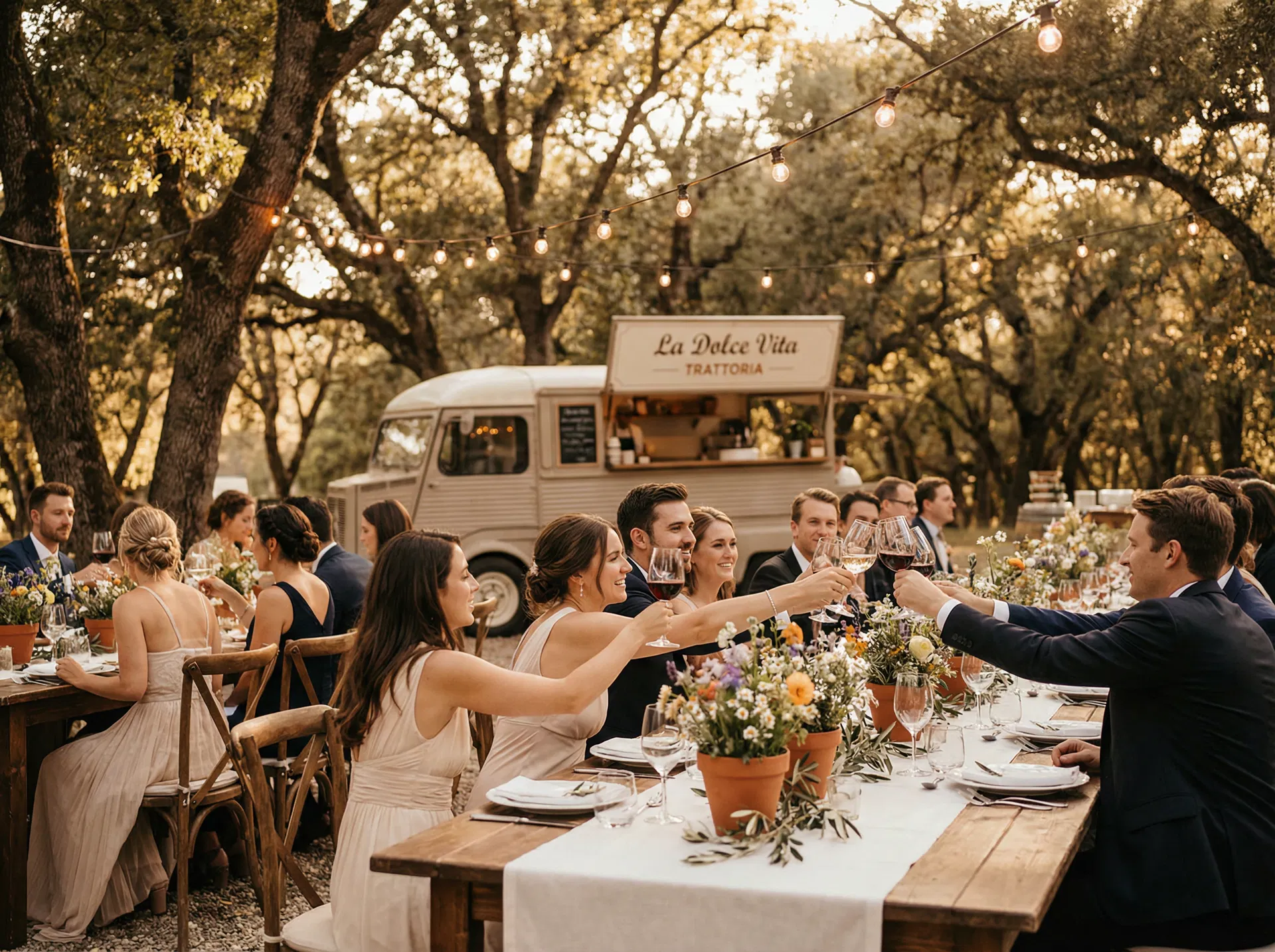Hochzeitsfeier mit Losteria Foodtruck im Garten