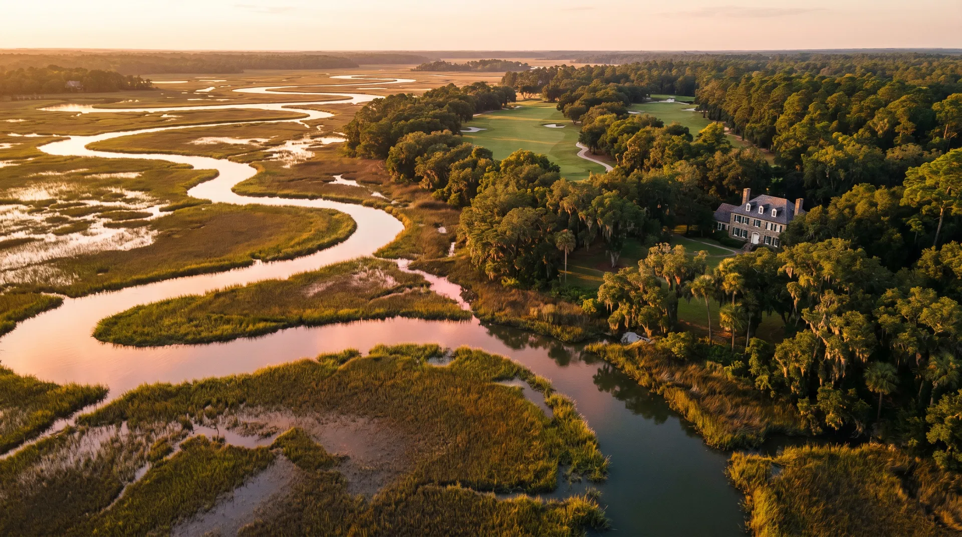 South Carolina Lowcountry aerial view