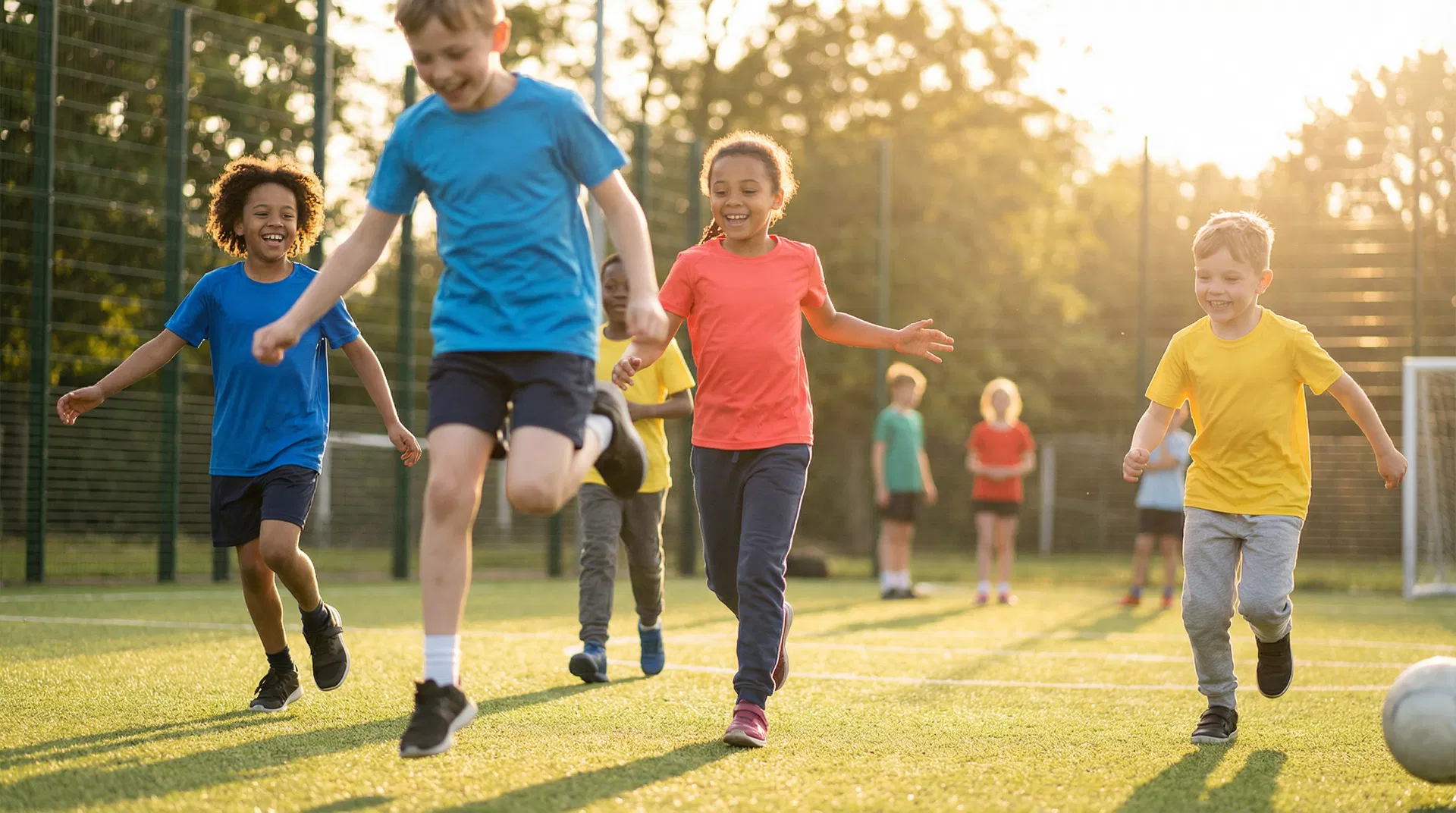 Kids playing in Kidzola athletic wear