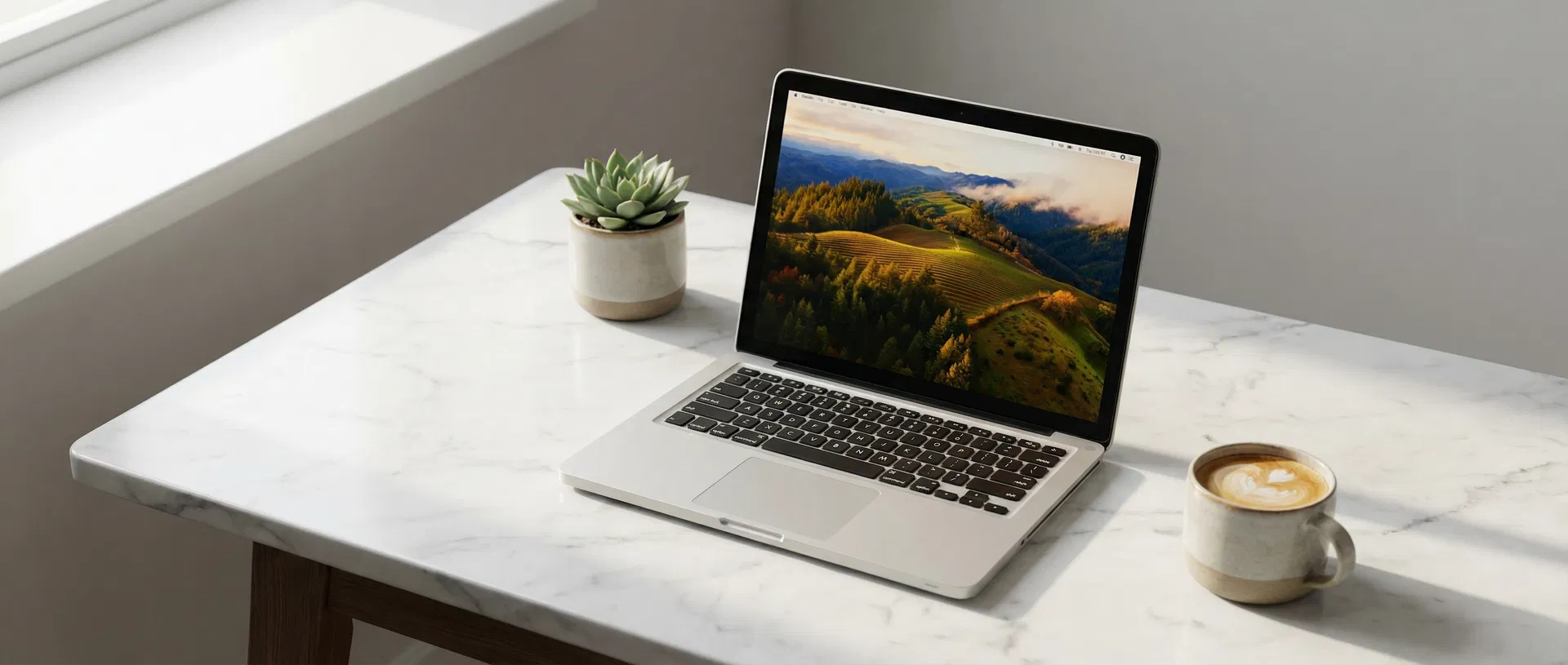 Restored laptop on a clean desk